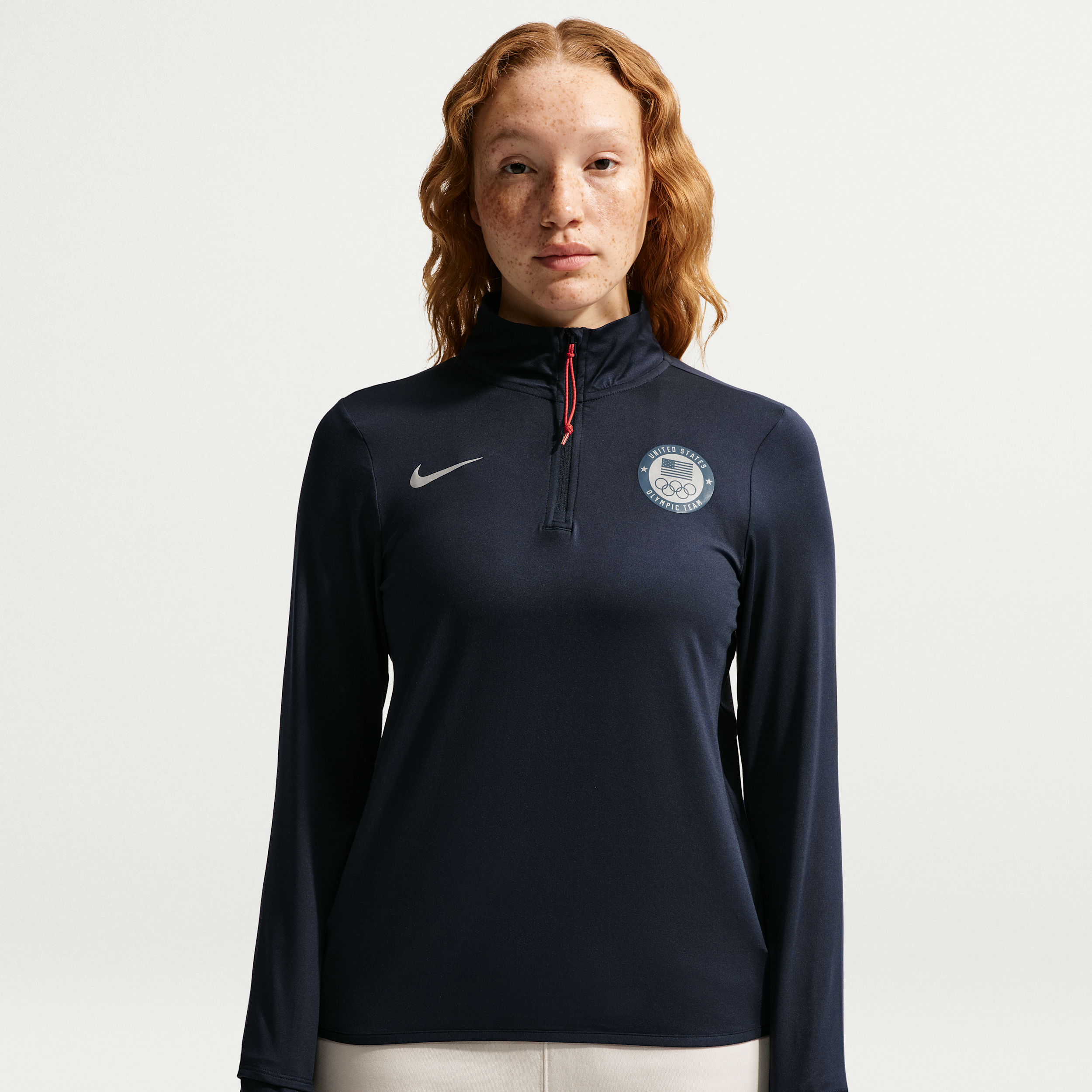 Nike Women's United States Olympic Team Swift Element 1/4-Zip Top in Blue | HQ6017-455