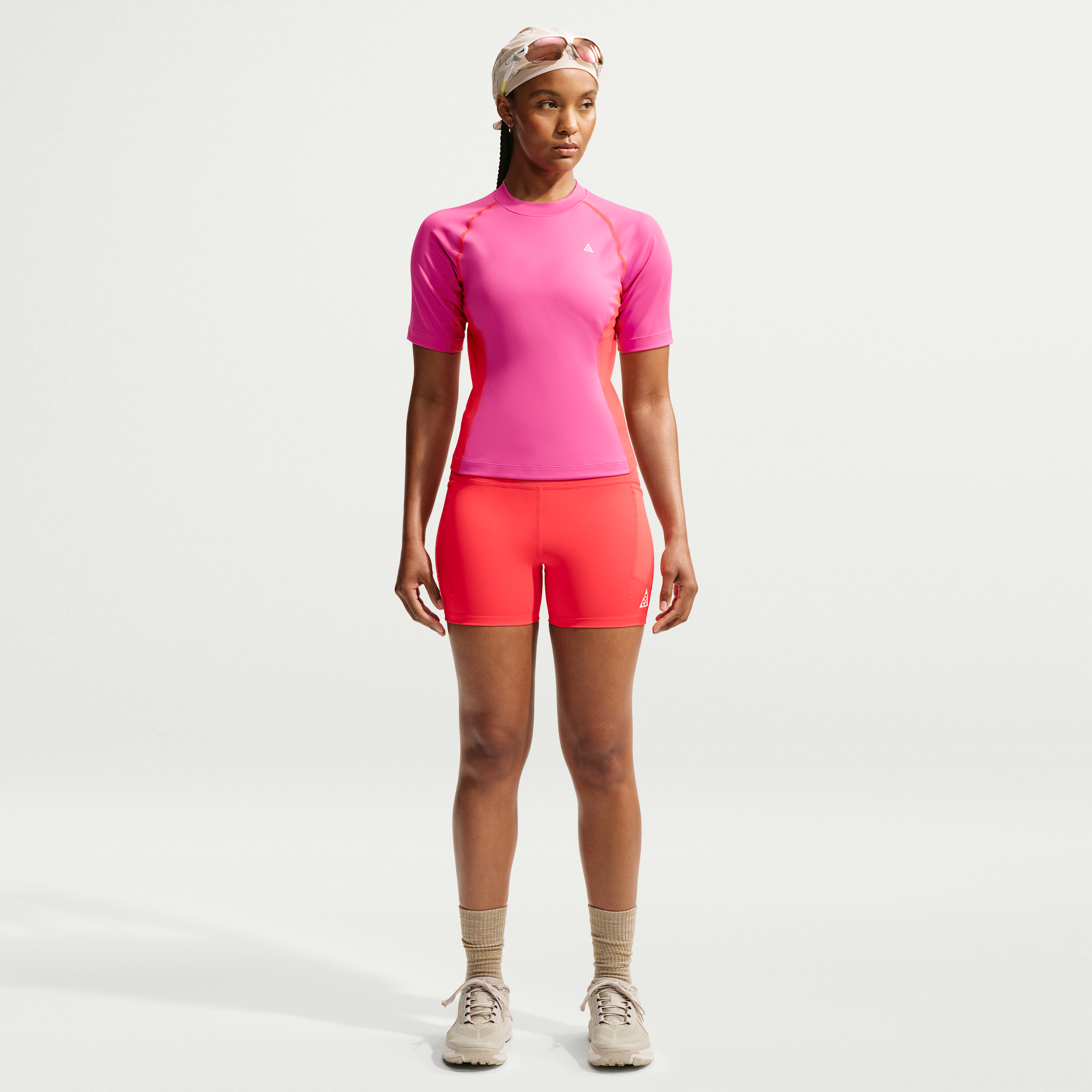 Women's Nike ACG Dri-FIT High-Waisted 4" Trail Running Shorts in Red | IO9643-696