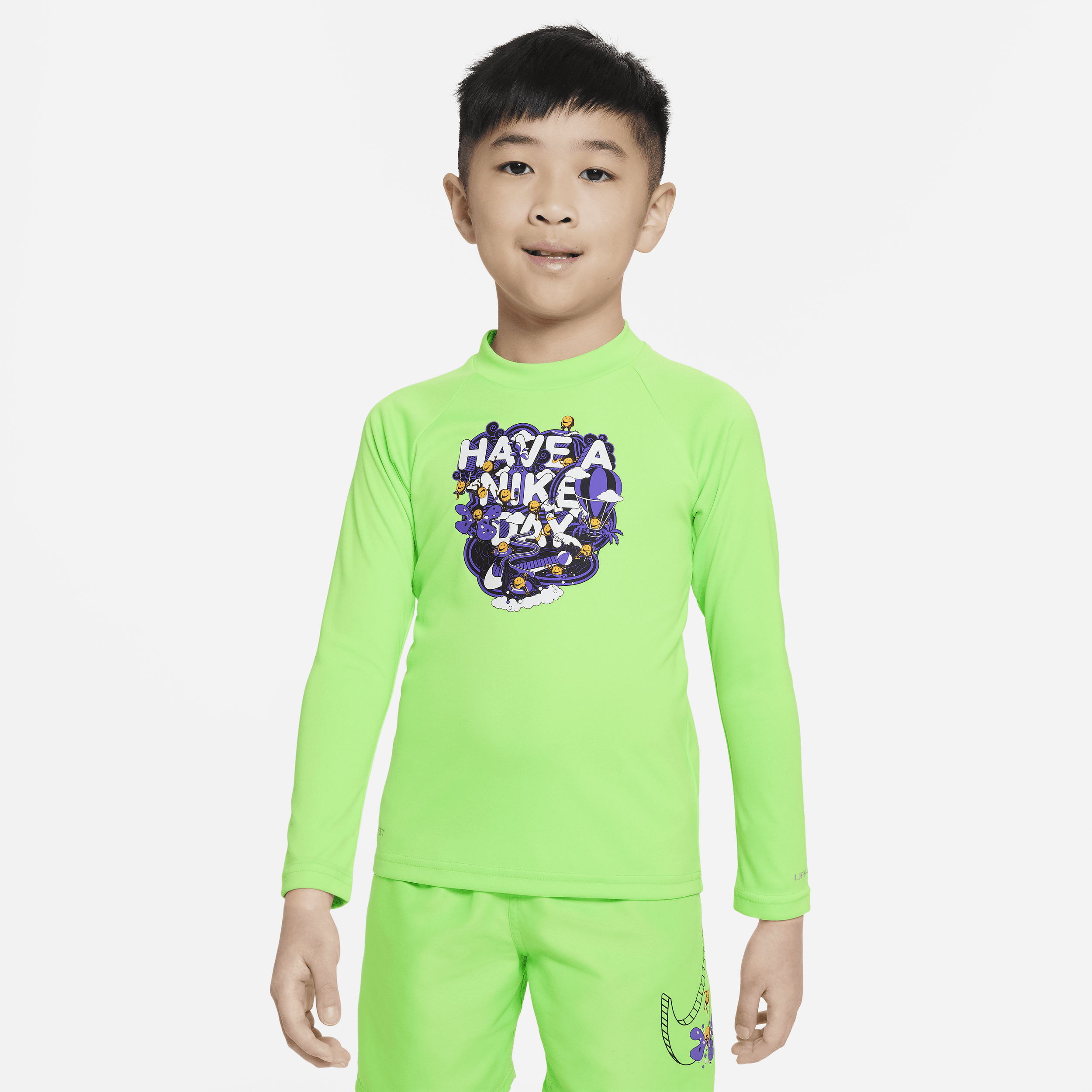 Nike Dri-fit Little Kids' (boys') Long-sleeve Swim Hydroguard In Green