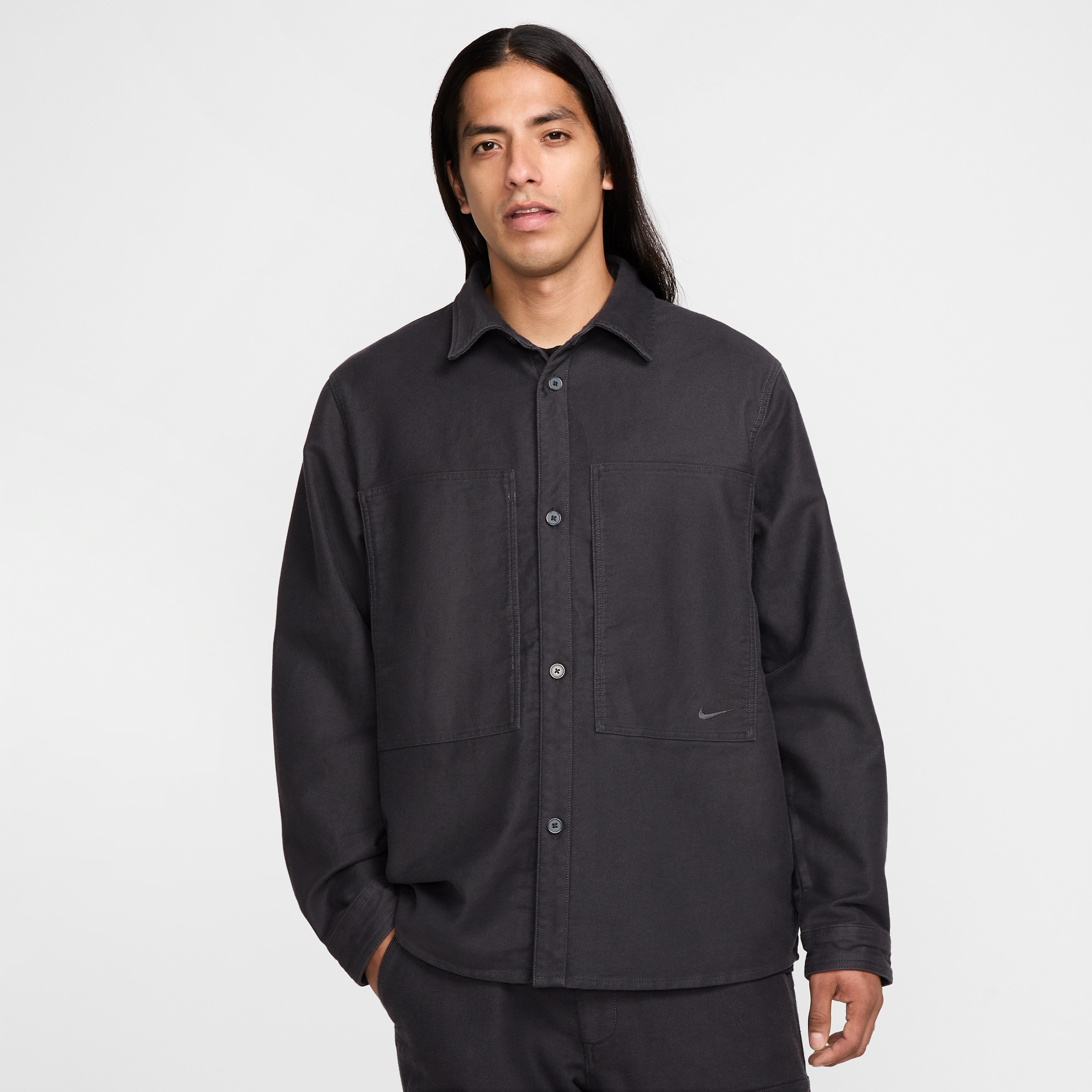Nike Oversize Button-up Field Shirt In Grey