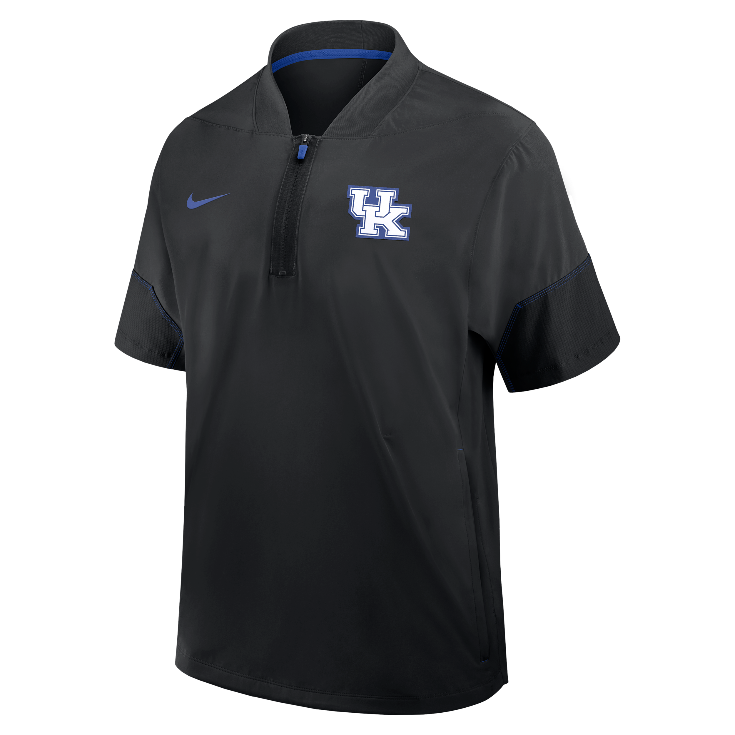 Kentucky Sideline Coach Nike Men's College 1/2-Zip Short-Sleeve Jacket in Black | 03BO08HZNKY-6XU