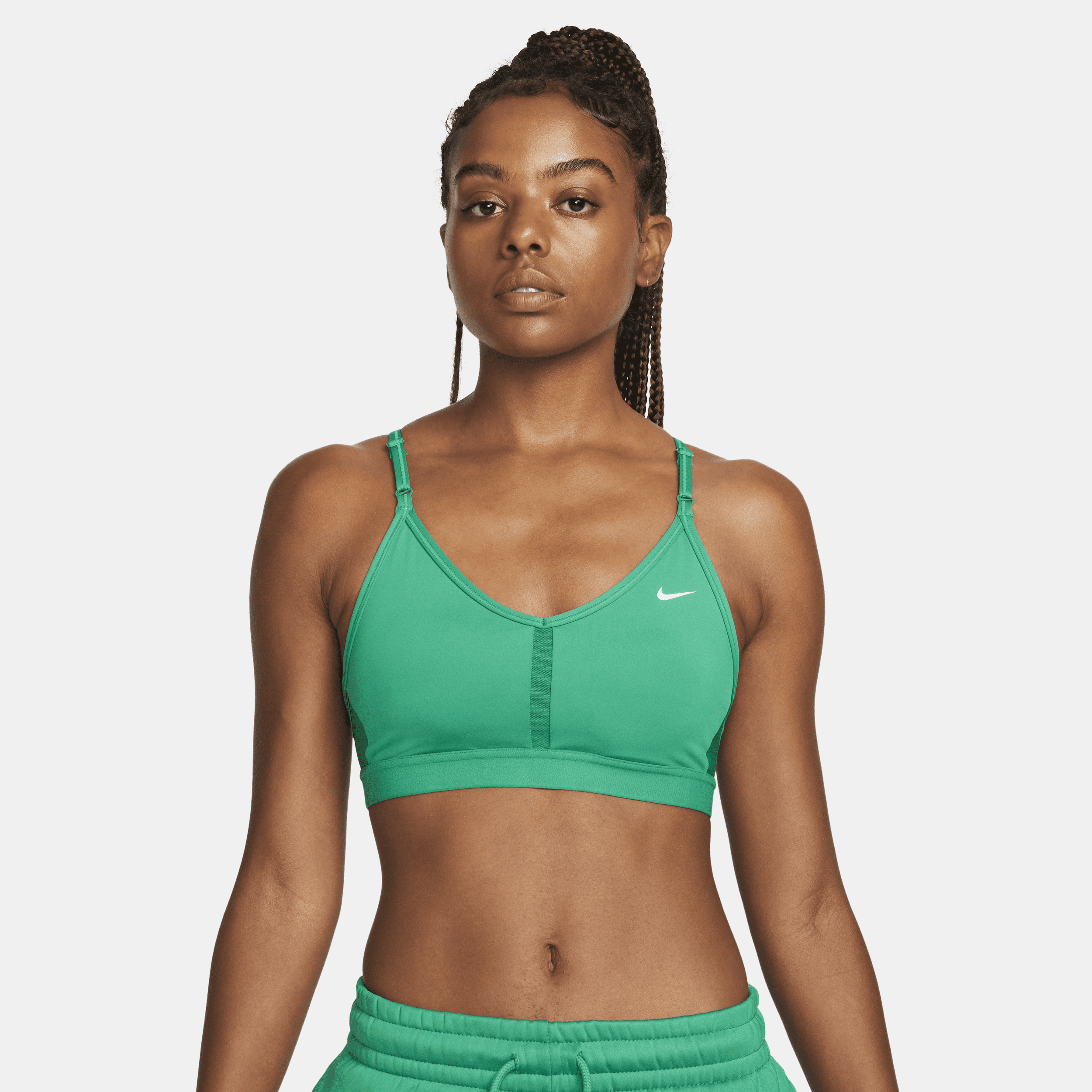 Nike Women's Indy Light-support Padded V-neck Sports Bra In Green