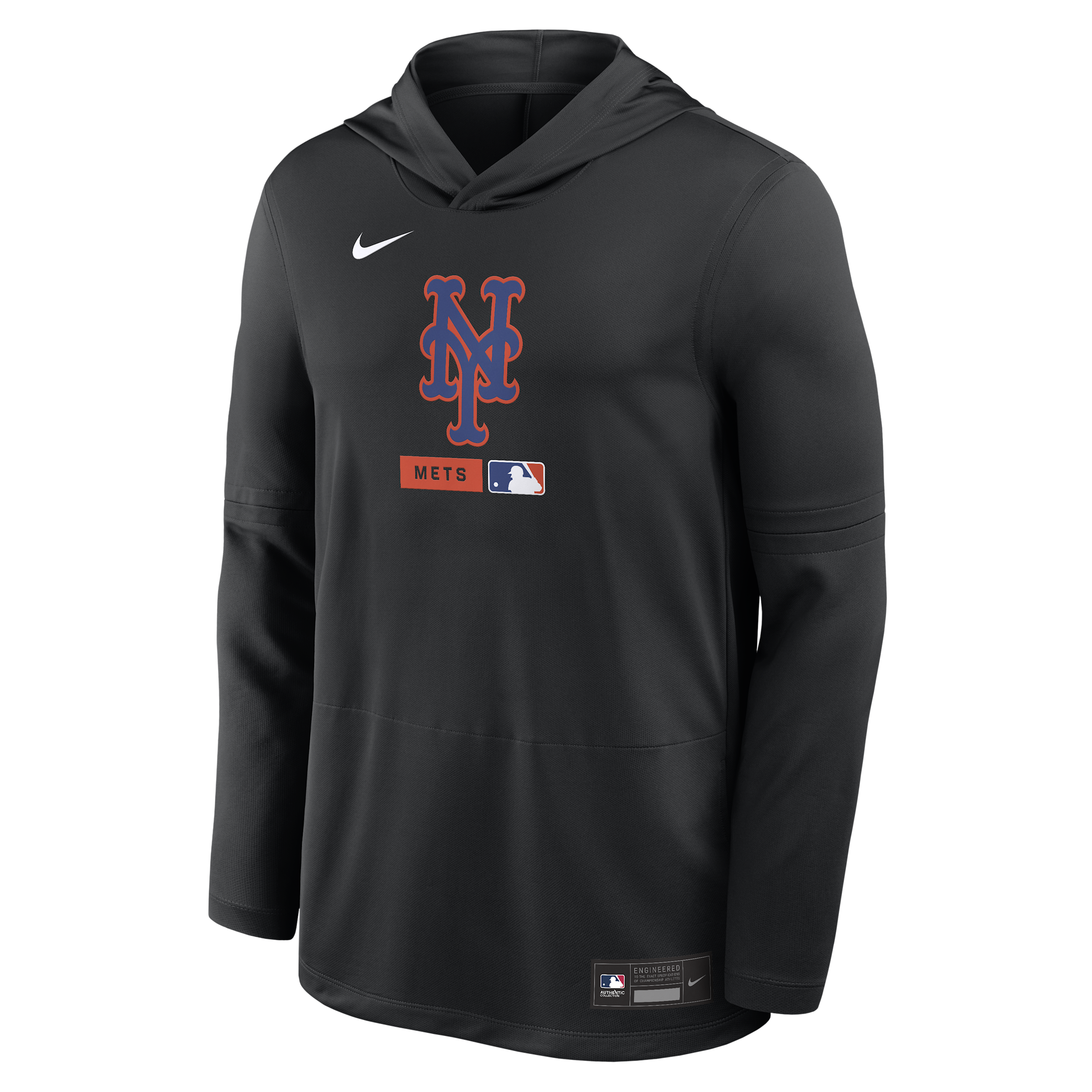 New York Mets Authentic Collection Nike Men's Dri-FIT MLB Long-Sleeve Hooded Top in Black | 03B900ANME-S9Q