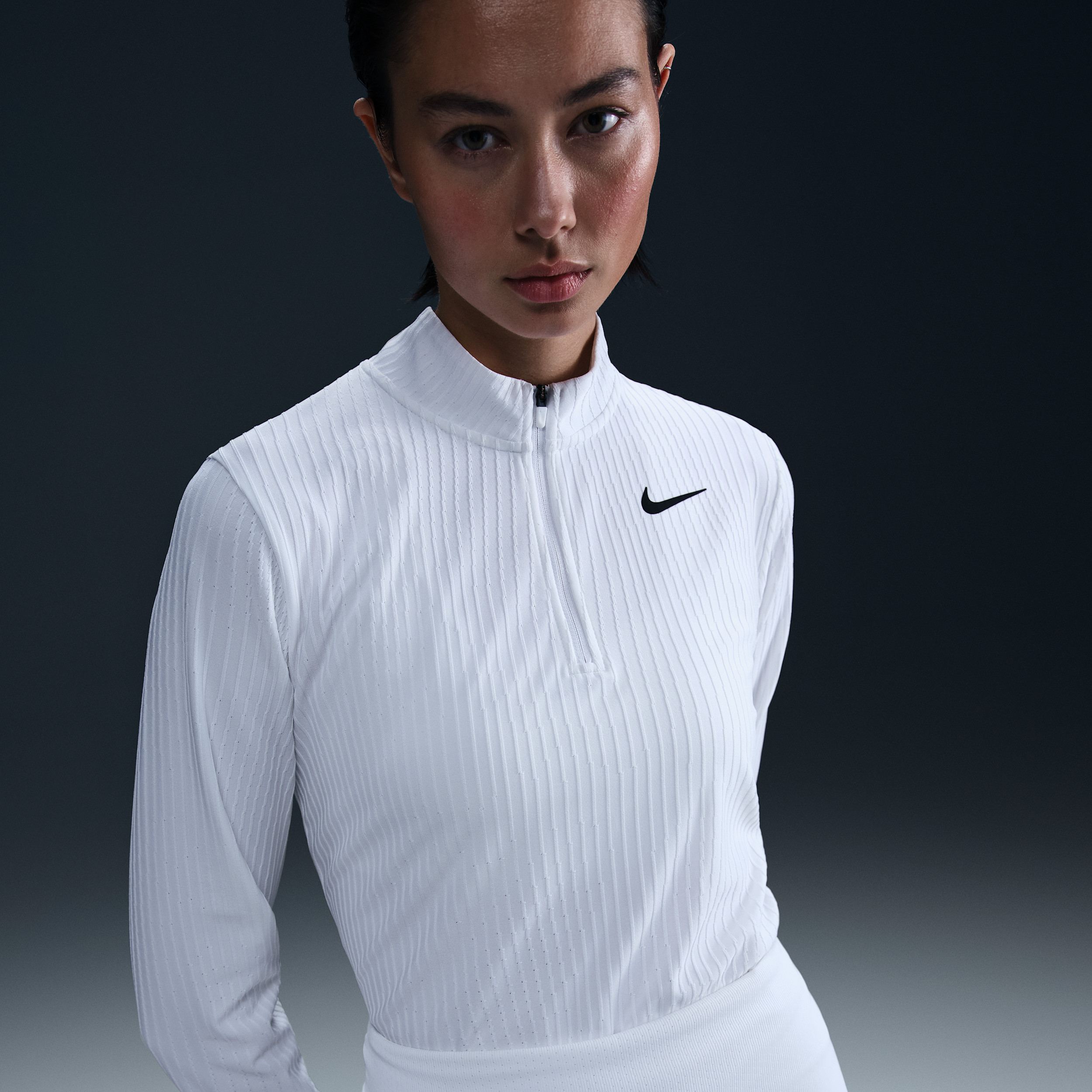 Nike Women's Tour Dri-fit Adv 1/2-zip Golf Top In White