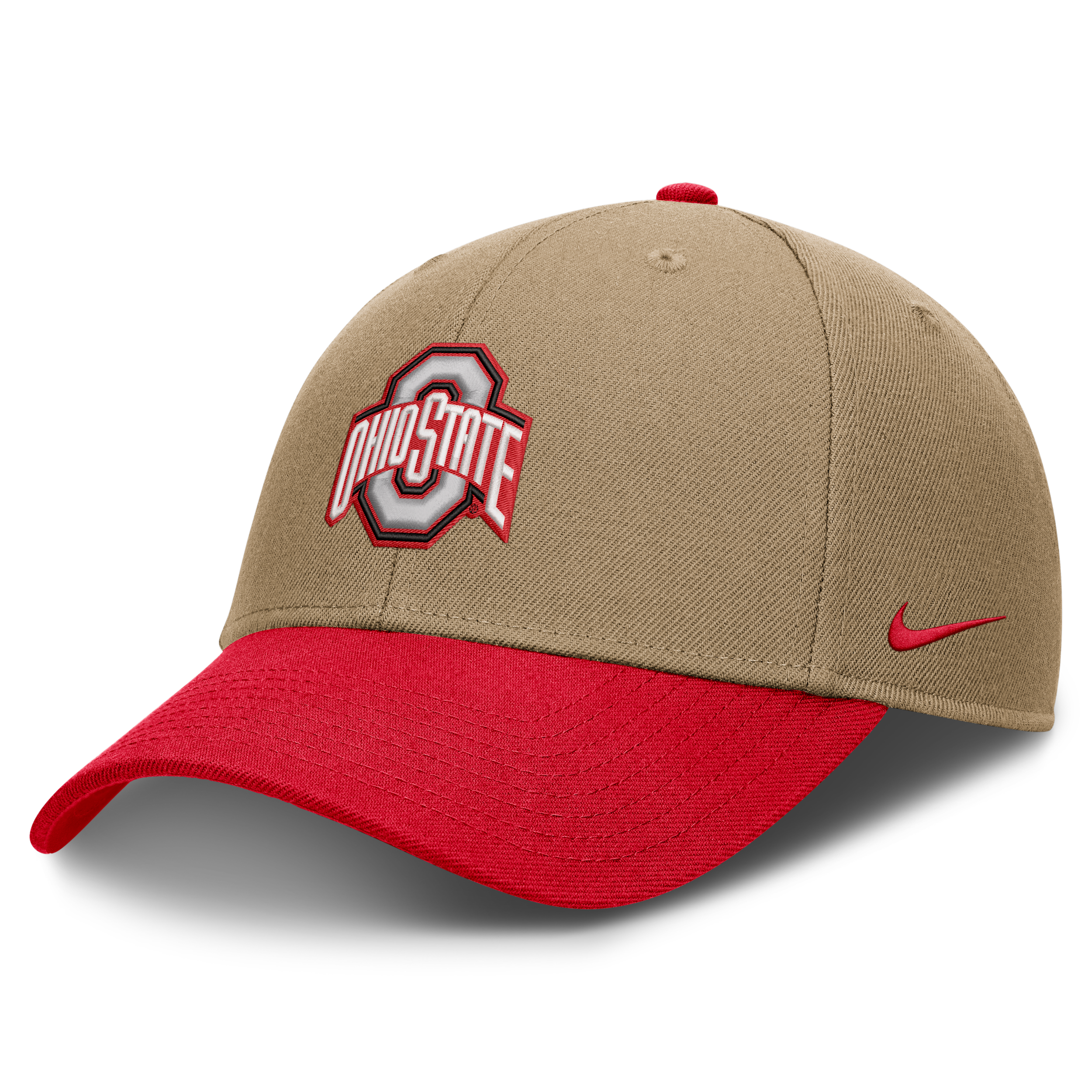 Men's and Women's Nike Beige/Scarlet Ohio State Buckeyes Primetime Rise Dri-fit Adjustable Hat - Beige, Scarlet