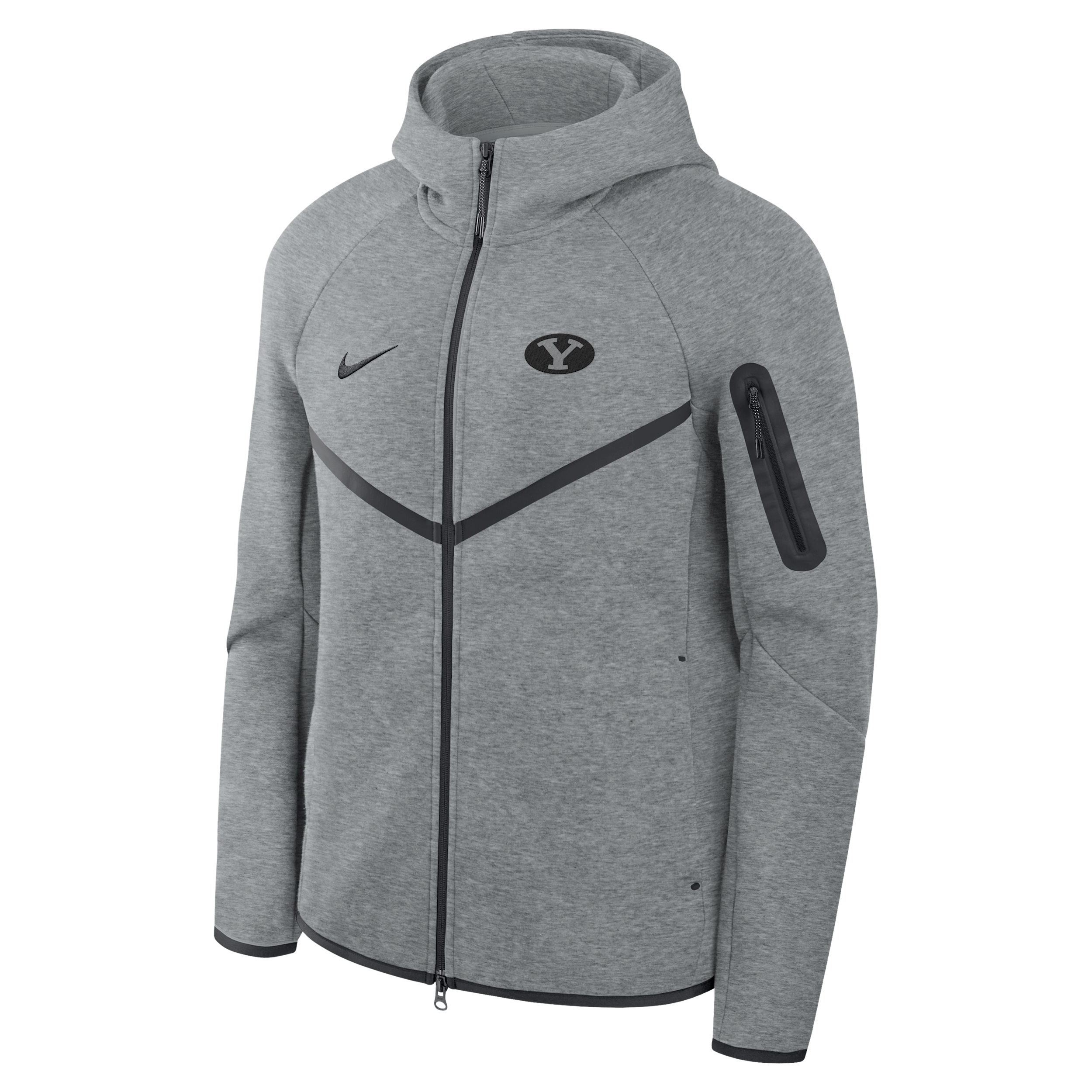 BYU Cougars Tech Nike Men's Basketball Fleece Full-Zip Hoodie in Grey | ZM05L4E101BGYU-DGH
