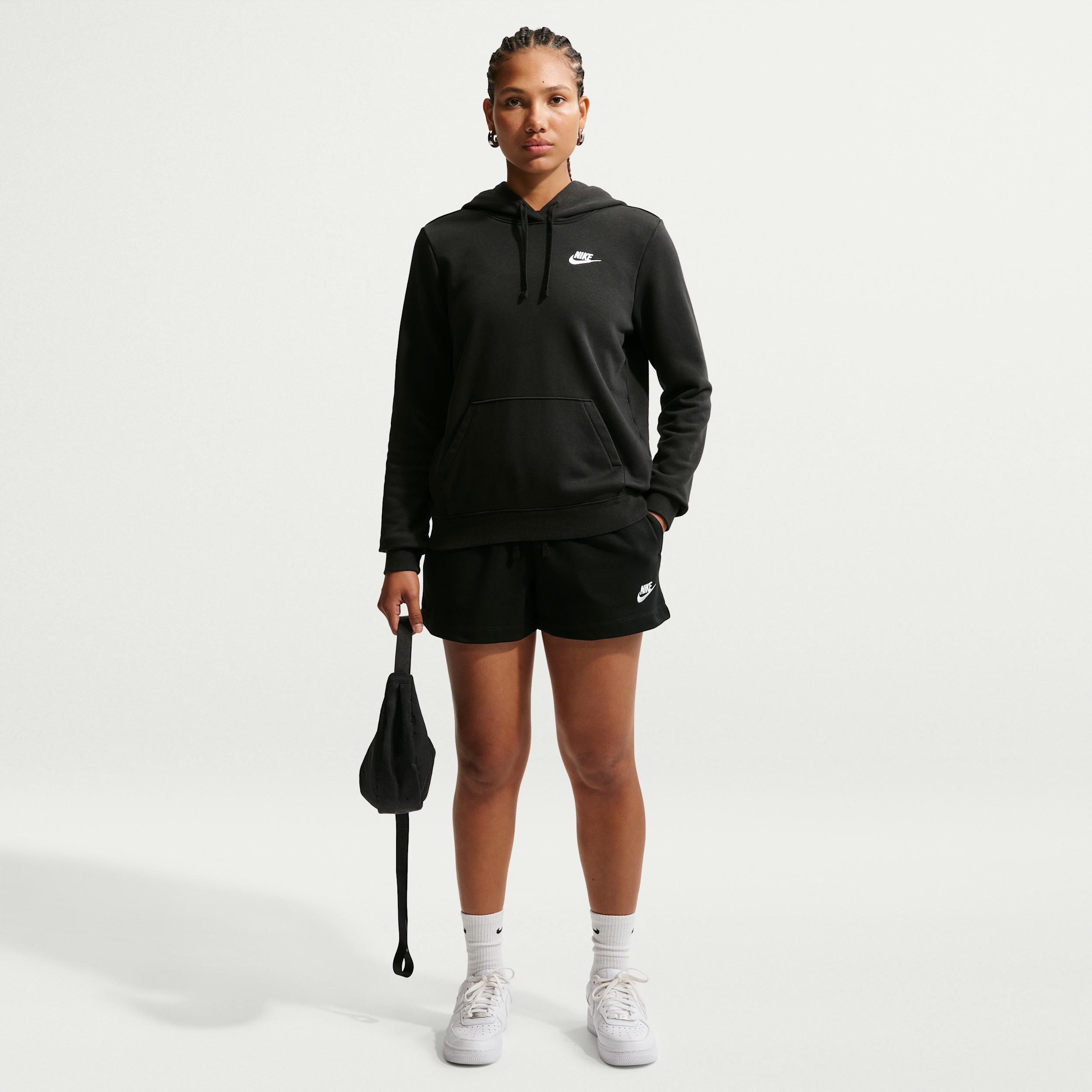Women's Nike Sportswear Club Fleece Mid-Rise Shorts in Black | DQ5802-010
