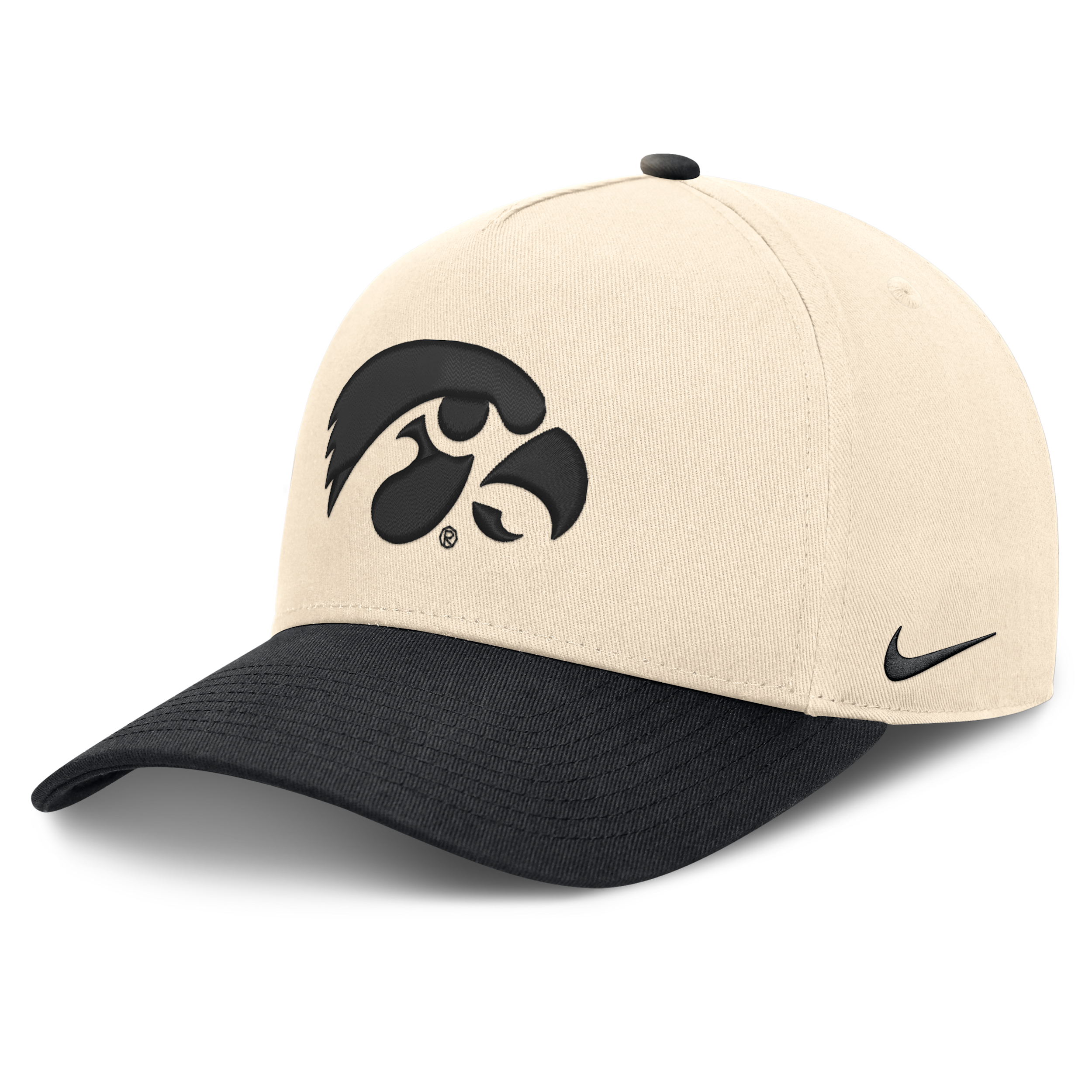 Nike Men's and Women's Natural/Black Iowa Hawkeyes Campus Prep Rise Adjustable Hat - Natural, Black