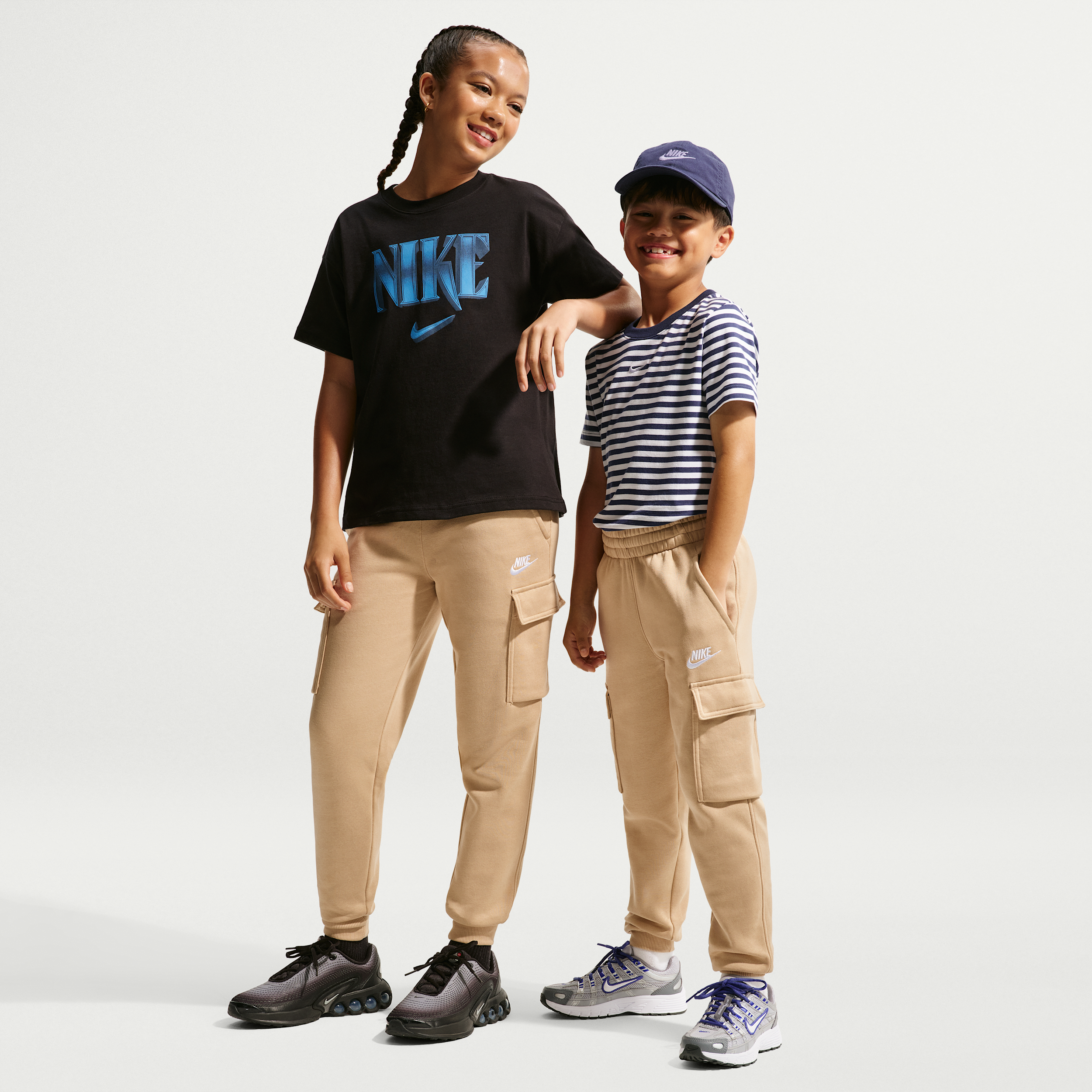 Nike Kids' Sportswear Club Fleece Cargo Pants, Boys', Small, Linen/Linen/White