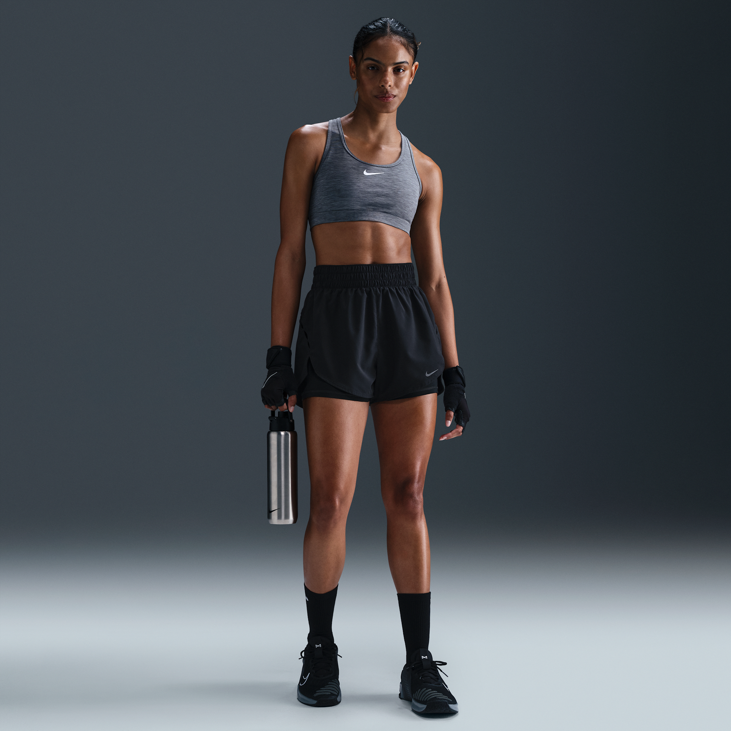 Shop Nike Women's One Dri-fit 2-in-1 Shorts In Black