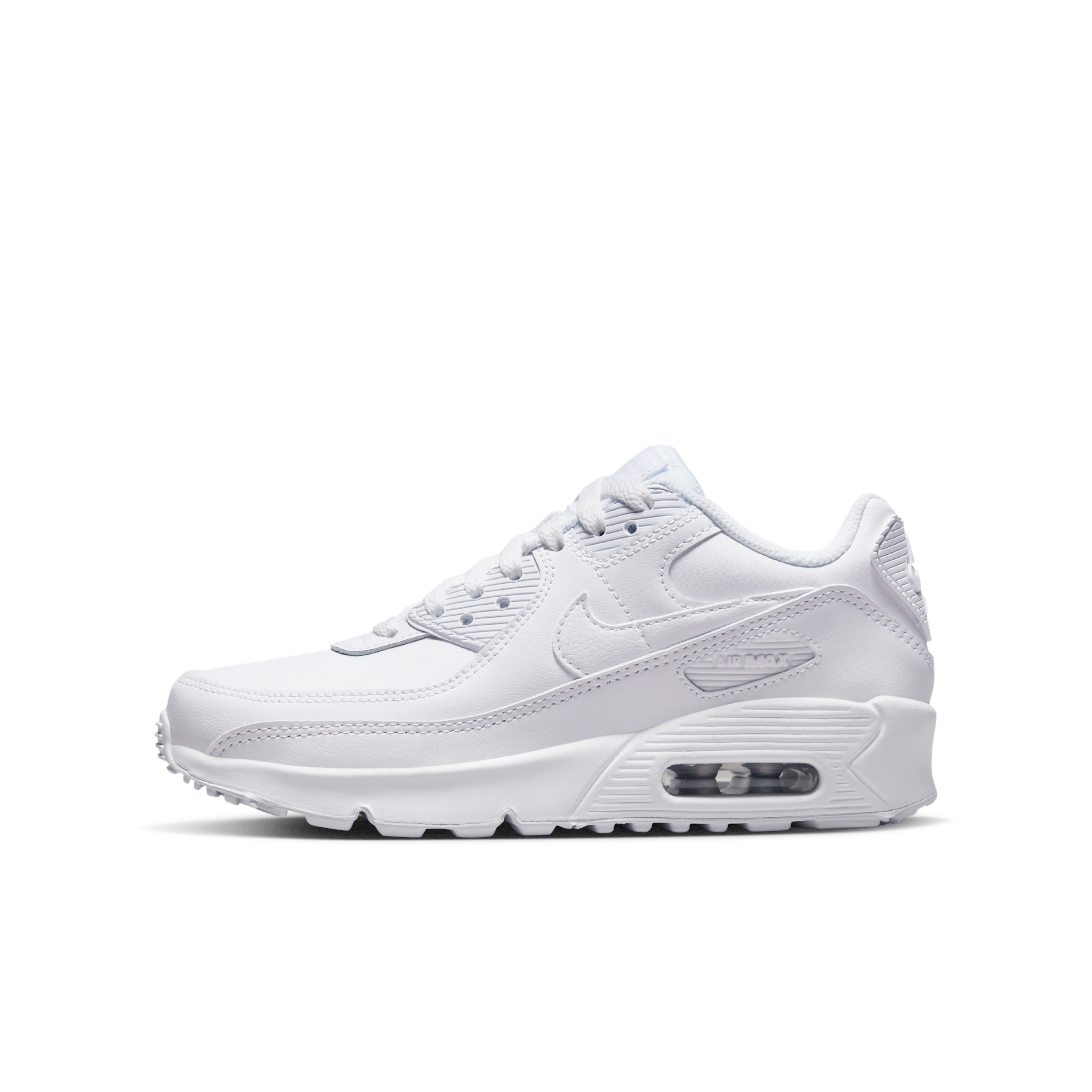 Nike Boys Air Max 90 - Boys' Grade School Running Shoes - White / White / Metallic Silver Size 6.0