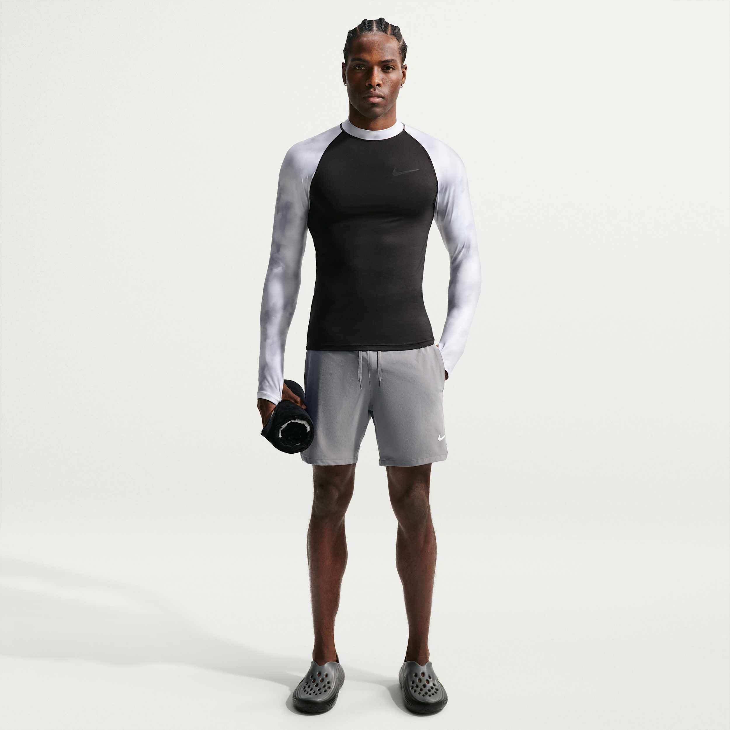 Nike Men's Swim Contend 7" Brief-Lined Volley Short in Grey | NESSG486-051