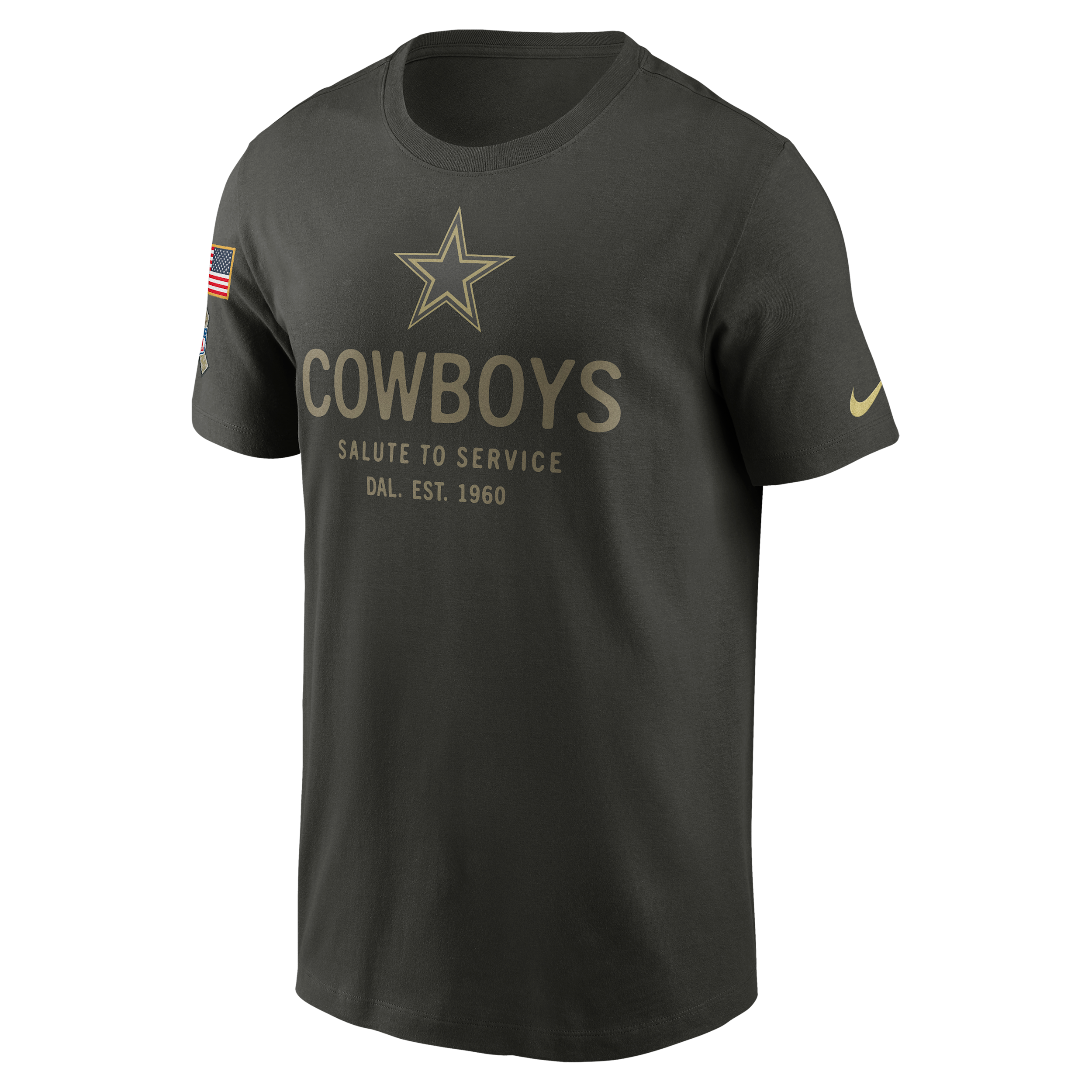 Nike Dallas Cowboys Salute To Service Sideline Primary Edge  Men's Dri-fit Nfl T-shirt In Green