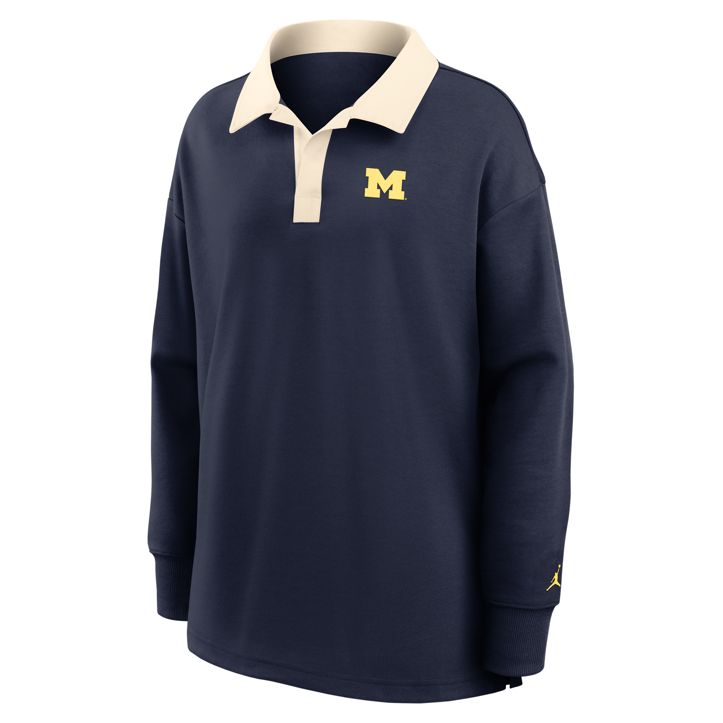 Jordan Women's Nike Navy Michigan Wolverines Oversized Essential Dri-FITLong sleeves V-Neck Polo Shirt - Navy