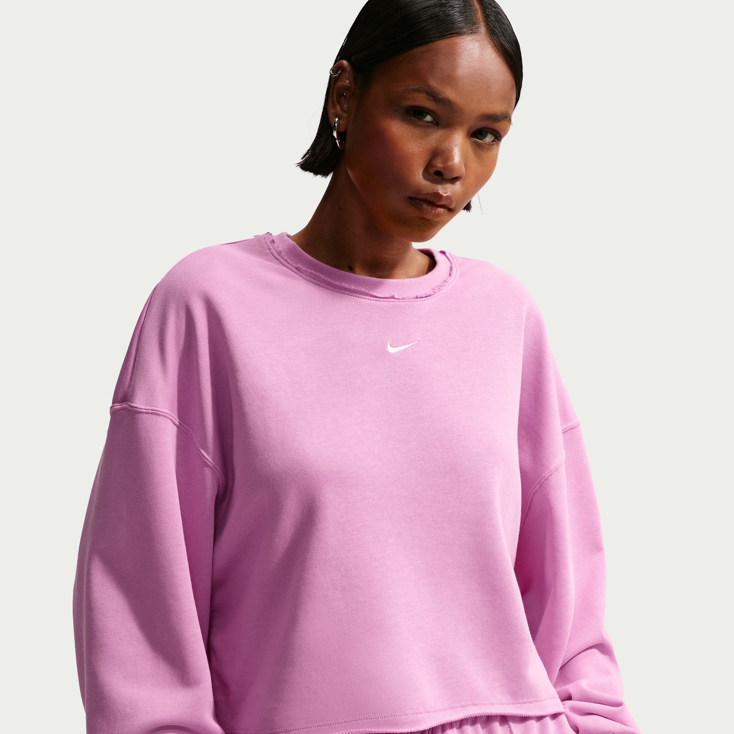 Women's Nike Sportswear Chill Terry Oversized French Terry Crew-Neck Sweatshirt in Purple | IF0228-503