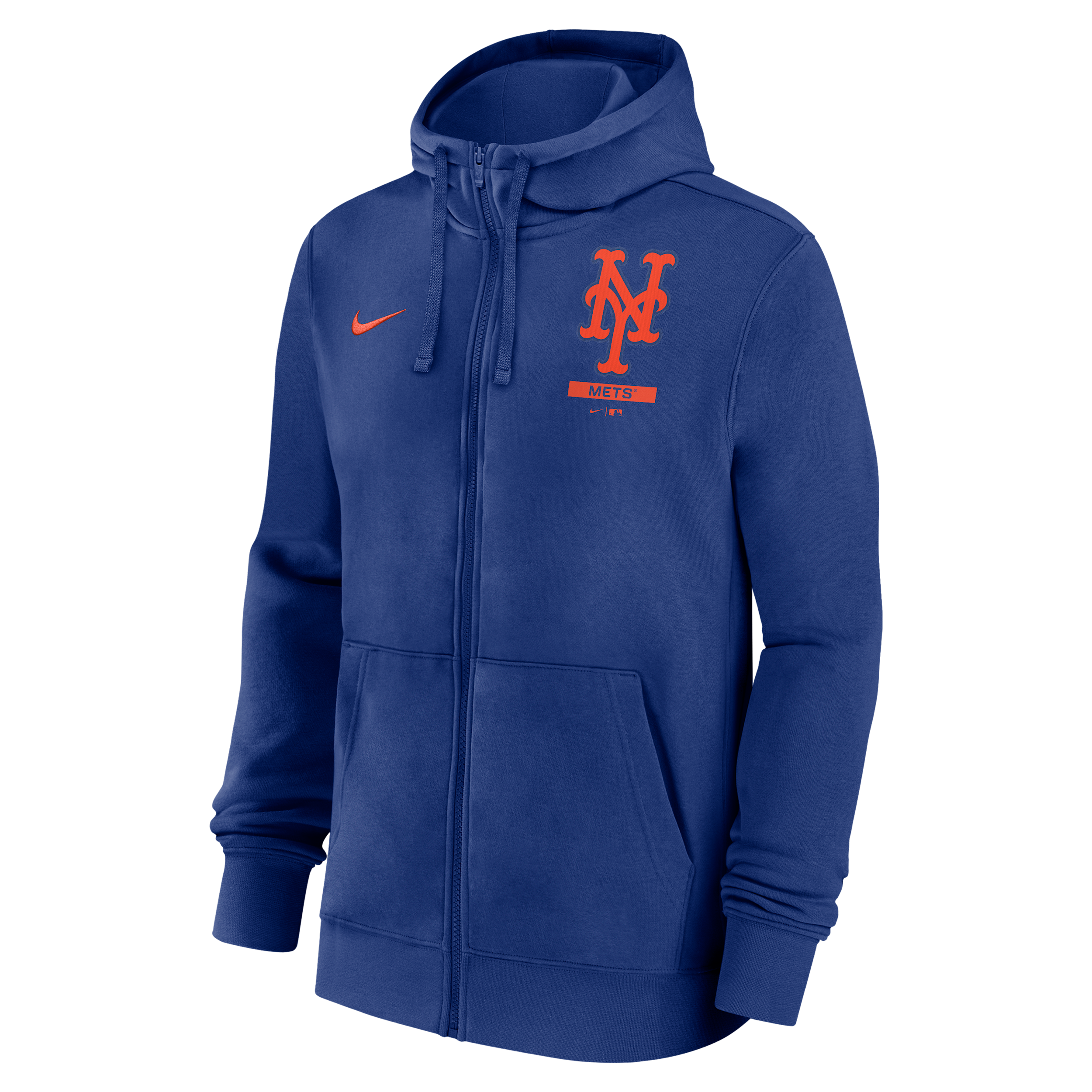 New York Mets Lockup Nike Men's MLB Full-Zip Hoodie in Blue | 01NC4EWNME-LU7