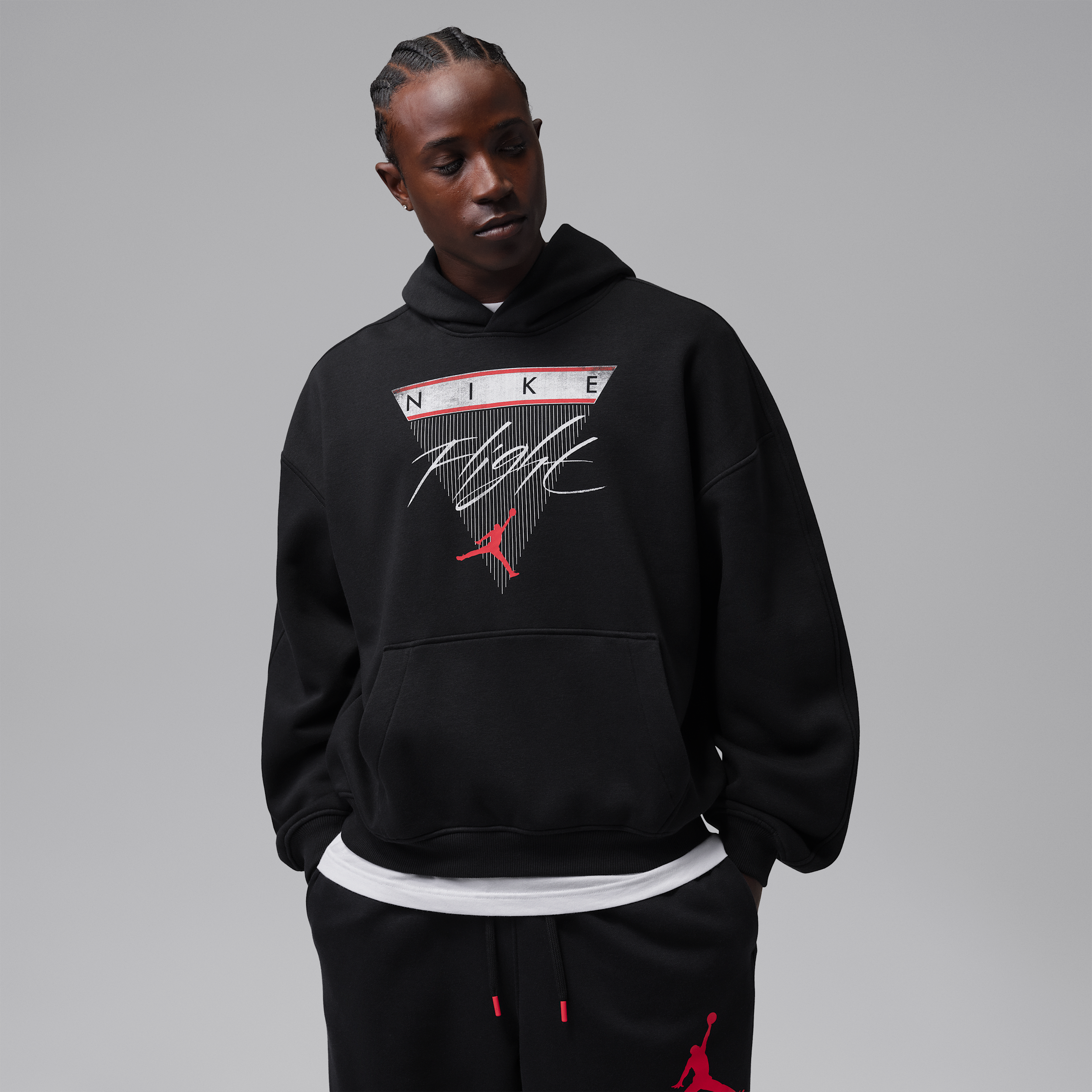 Men's Jordan Brooklyn Oversized Fleece Pullover Hoodie in Black | IX6887-010