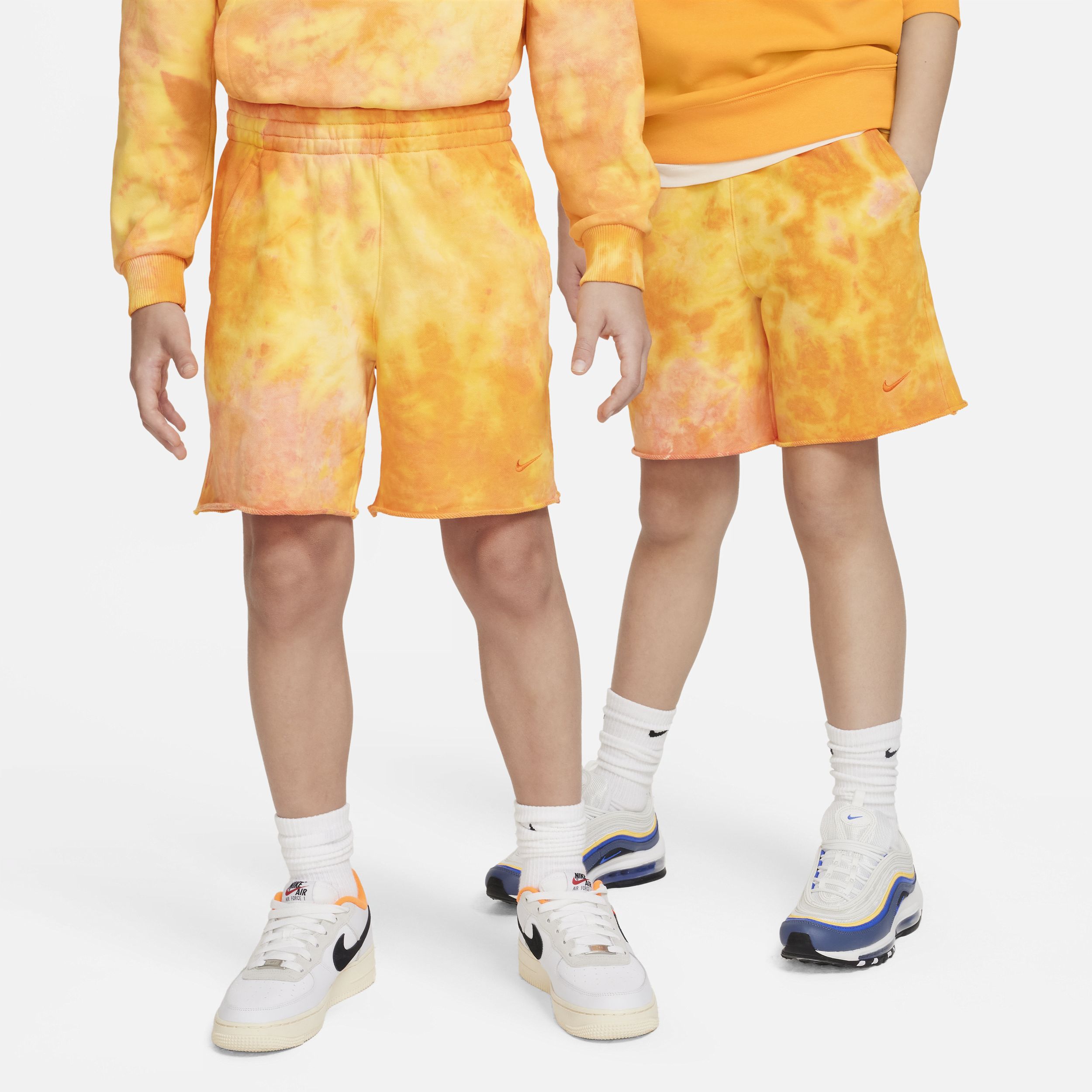 Nike Sportswear Club Fleece Big Kids' Shorts In Vivid Orange/safety Orange