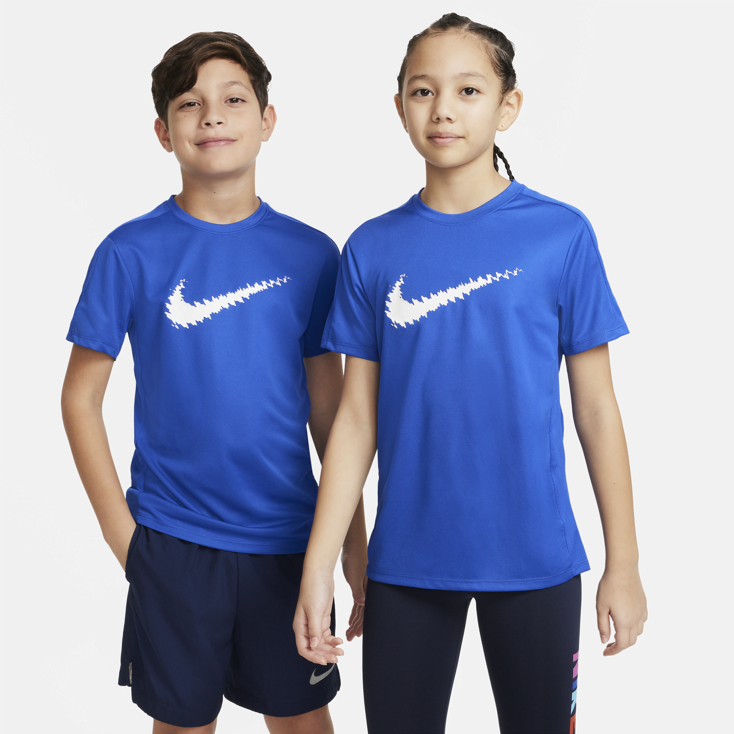 Nike Dri-fit Trophy Big Kids' Graphic Short-sleeve Training Top In Blue