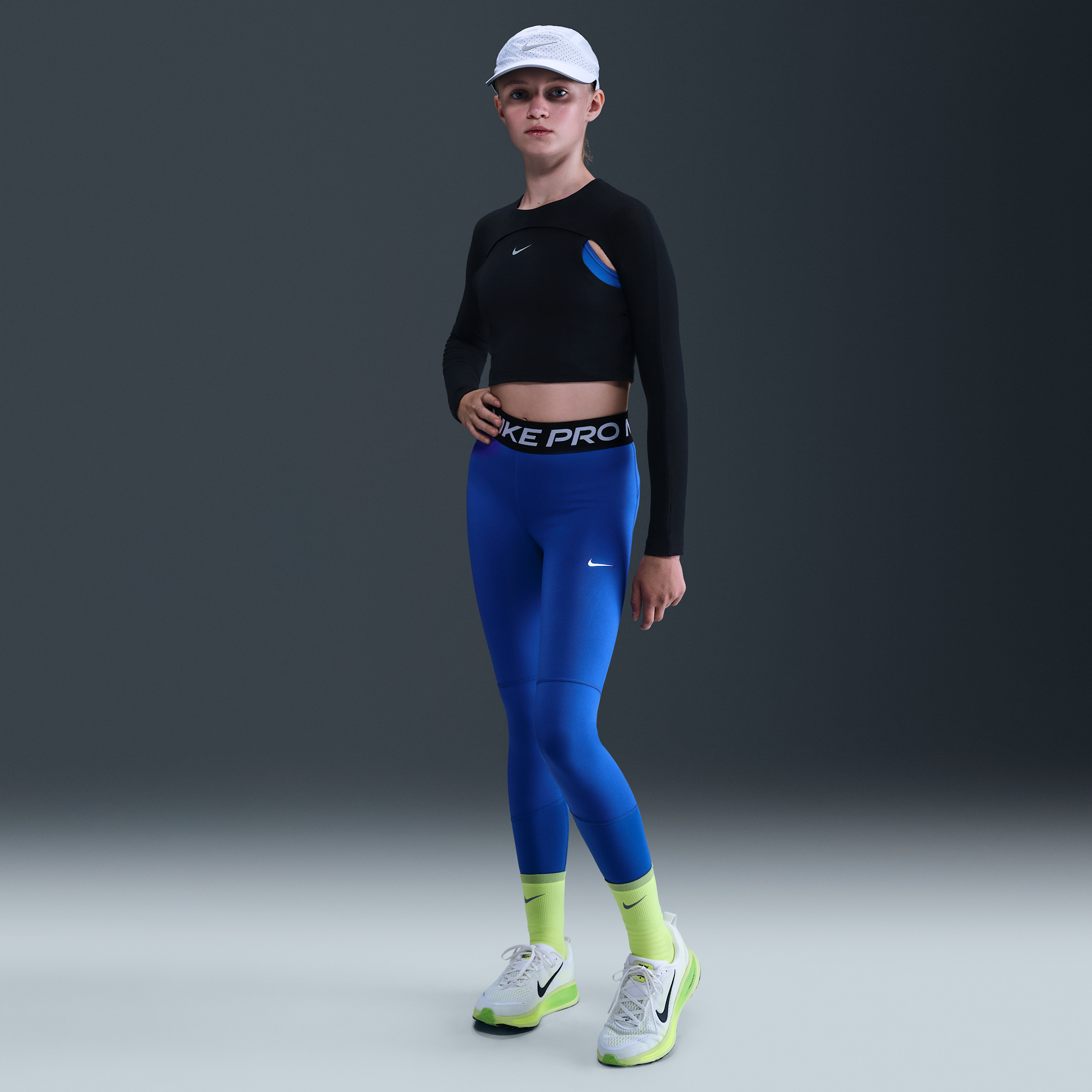 Nike Pro Dri-FIT Big Kids' (Girls') Leggings in Blue | DA1028-480