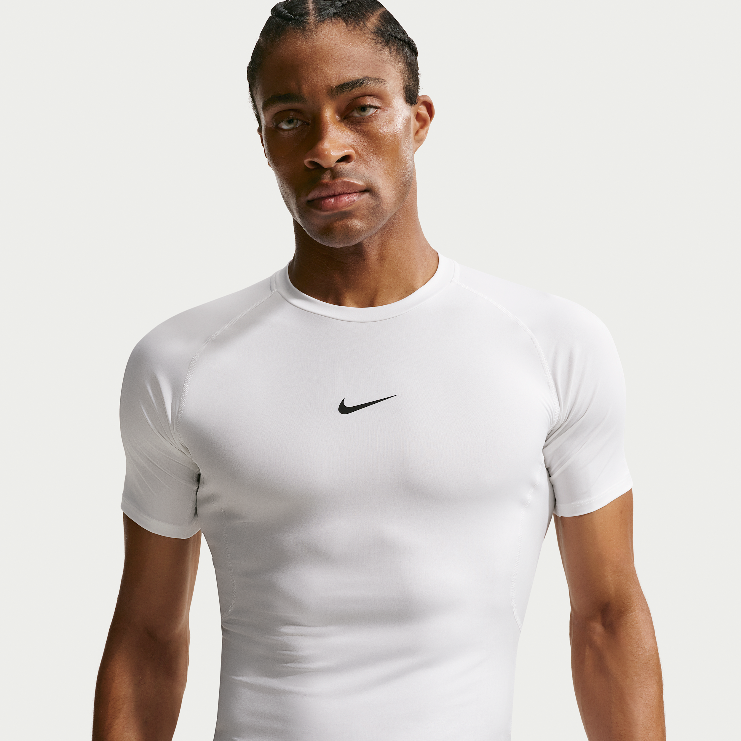 Men's Nike Pro Dri-FIT Tight Short-Sleeve Fitness Top in White | FB7932-100