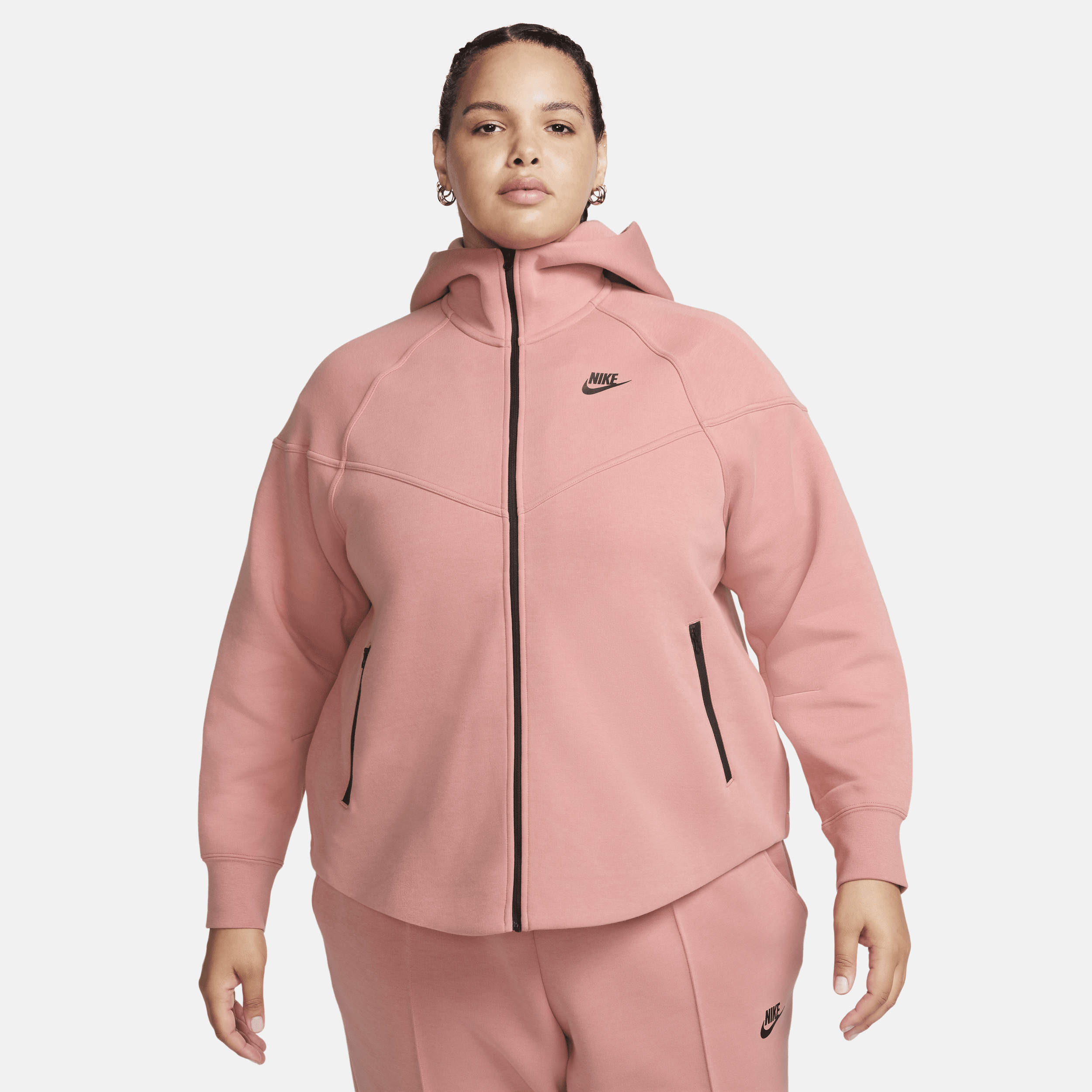 Nike Women's  Sportswear Tech Fleece Windrunner Full-zip Hoodie (plus Size) In Pink