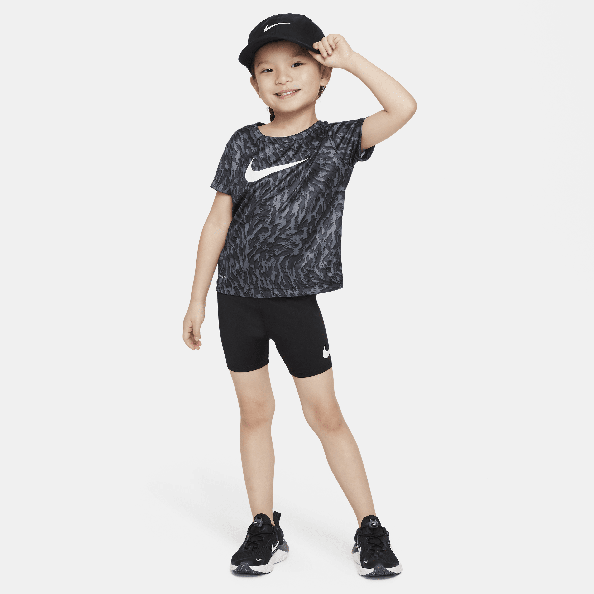 Shop Nike Dri-fit Veneer Toddler Bike Shorts Set In Black
