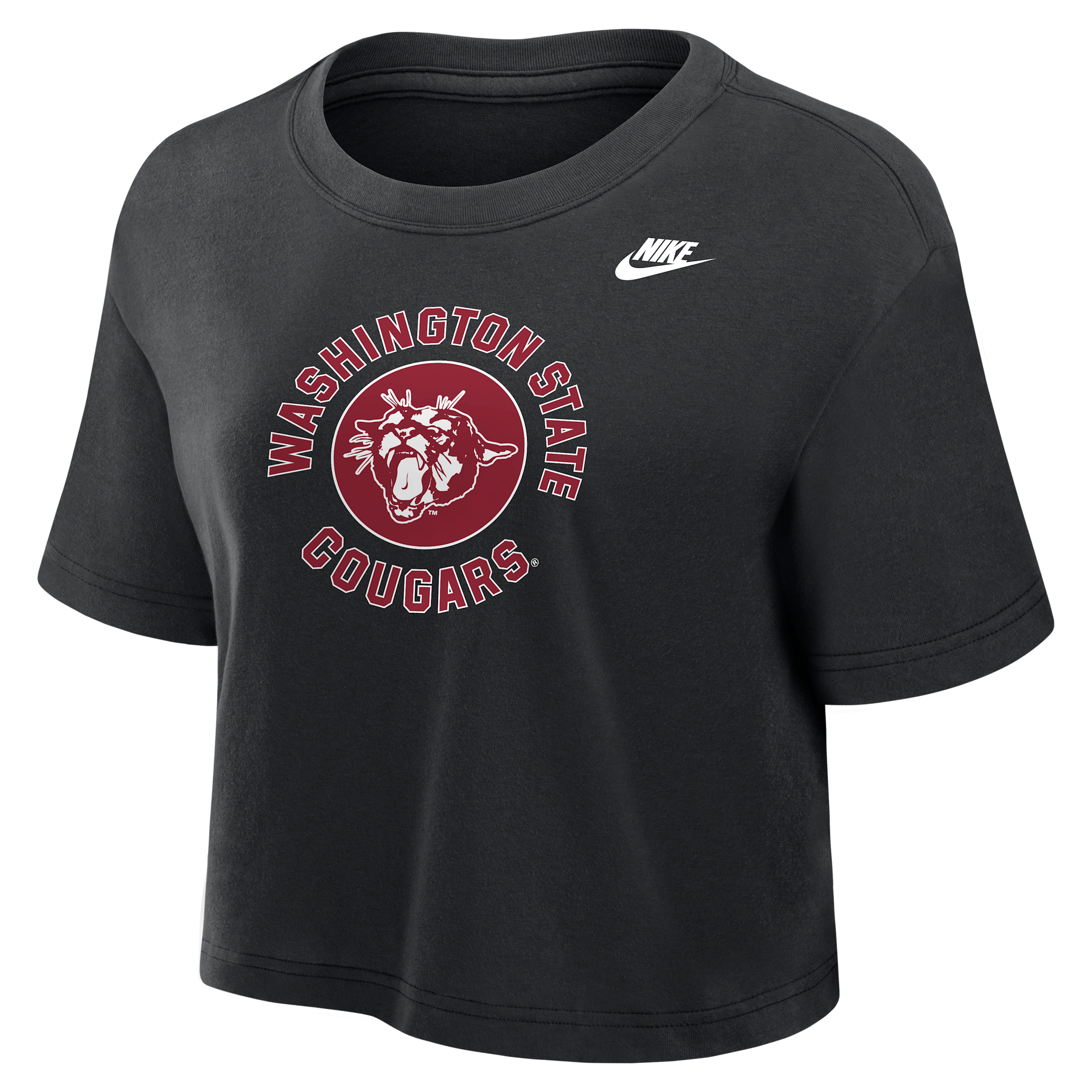 Washington State Cougars Nike Women's Dri-FIT Cropped T-Shirt in Black | W11840P404WSTU-BLK