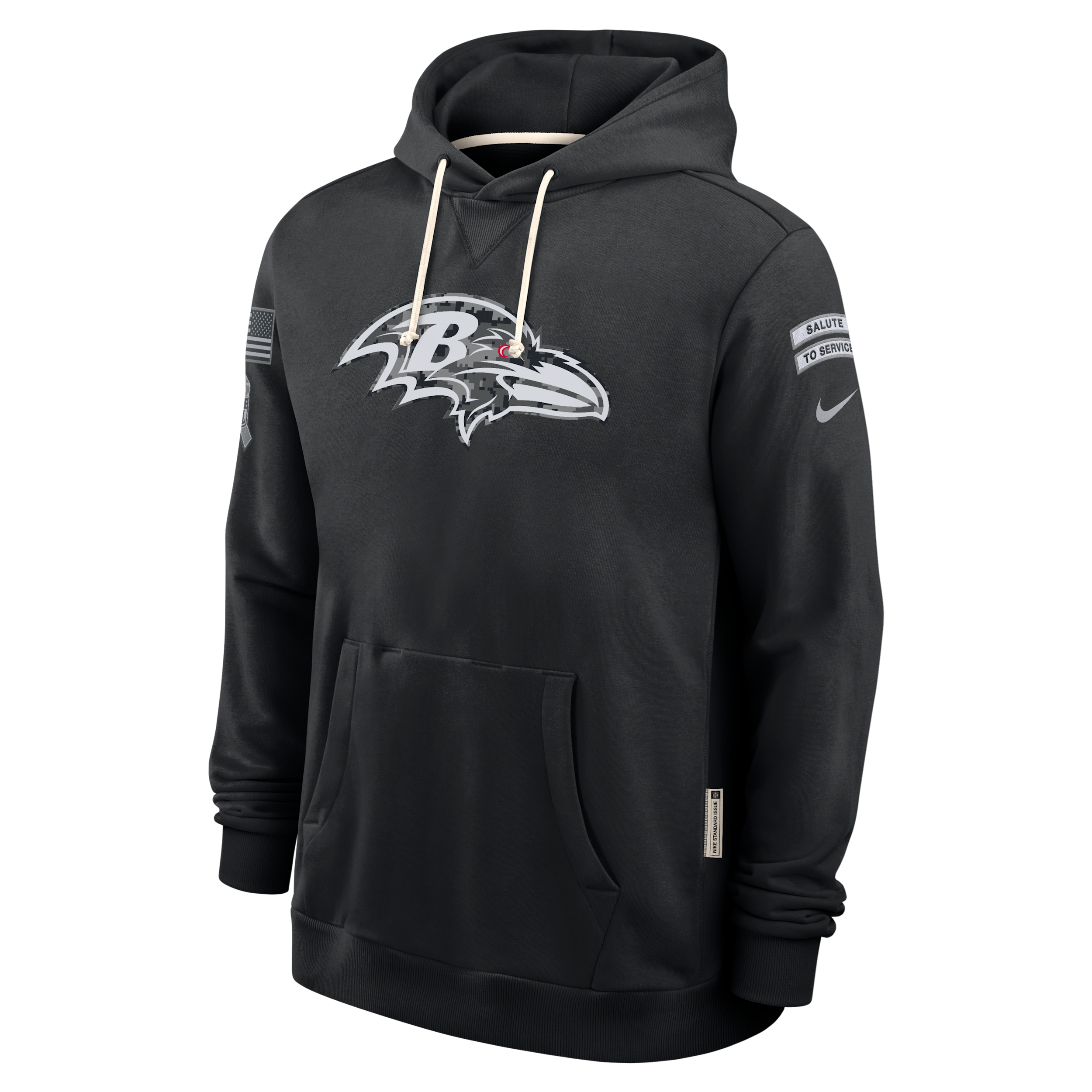 Baltimore Ravens Salute to Service Sideline Nike Men's Dri-FIT NFL Pullover Hoodie in Black | 03AZ00AA23-CYB