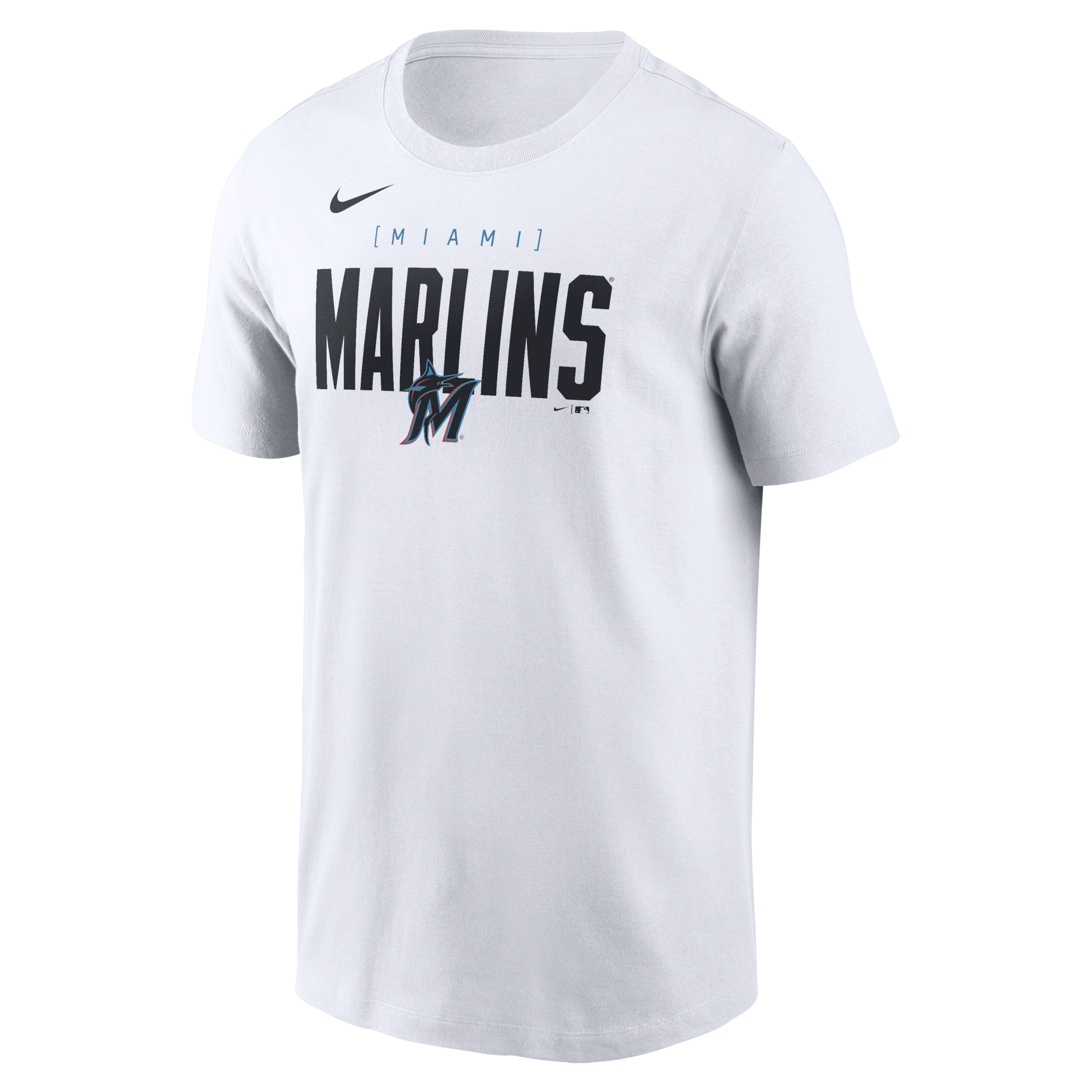 Nike Miami Marlins Home Team Bracket  Men's Mlb T-shirt In White