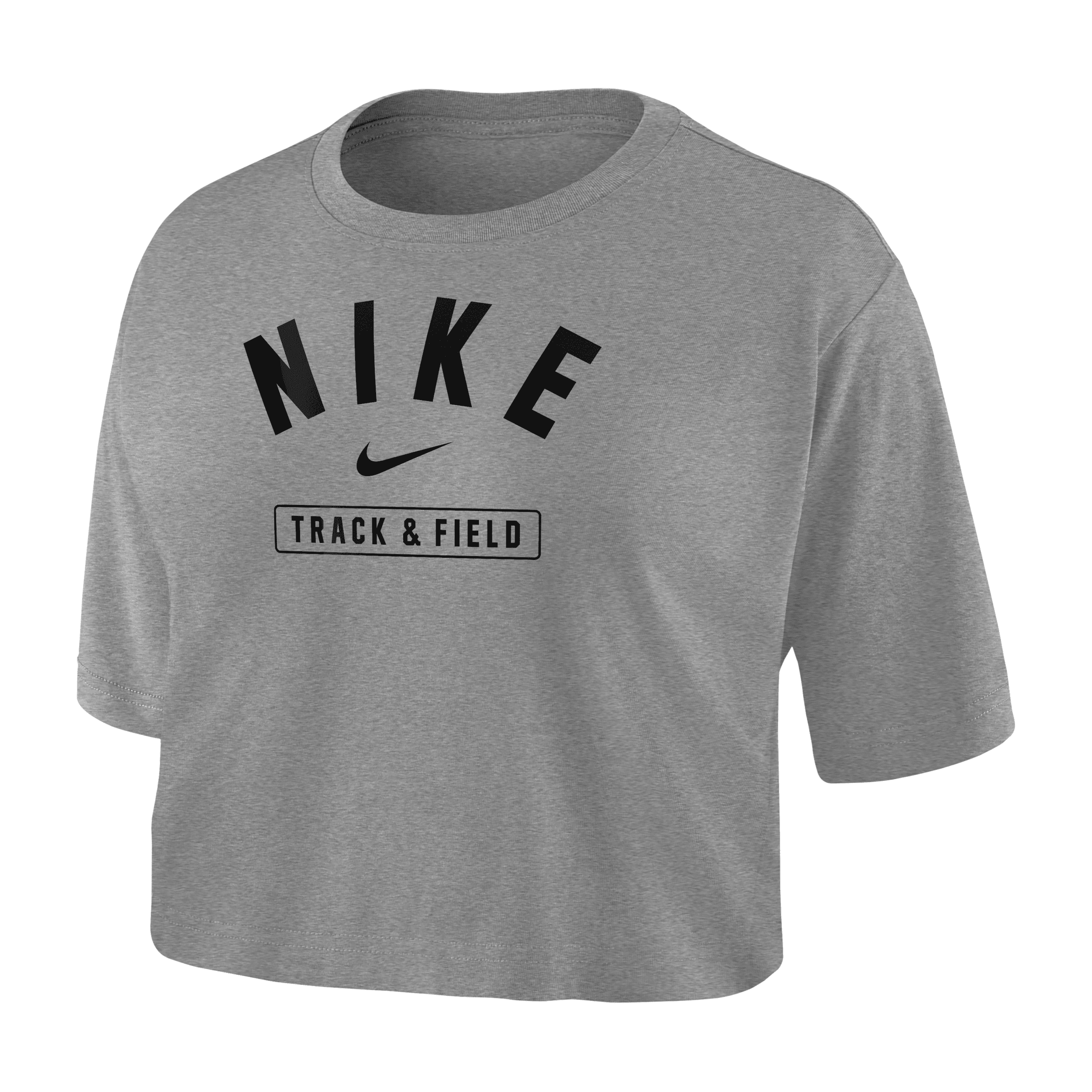 Shop Nike Women's Dri-fit Cropped Track & Field T-shirt In Grey