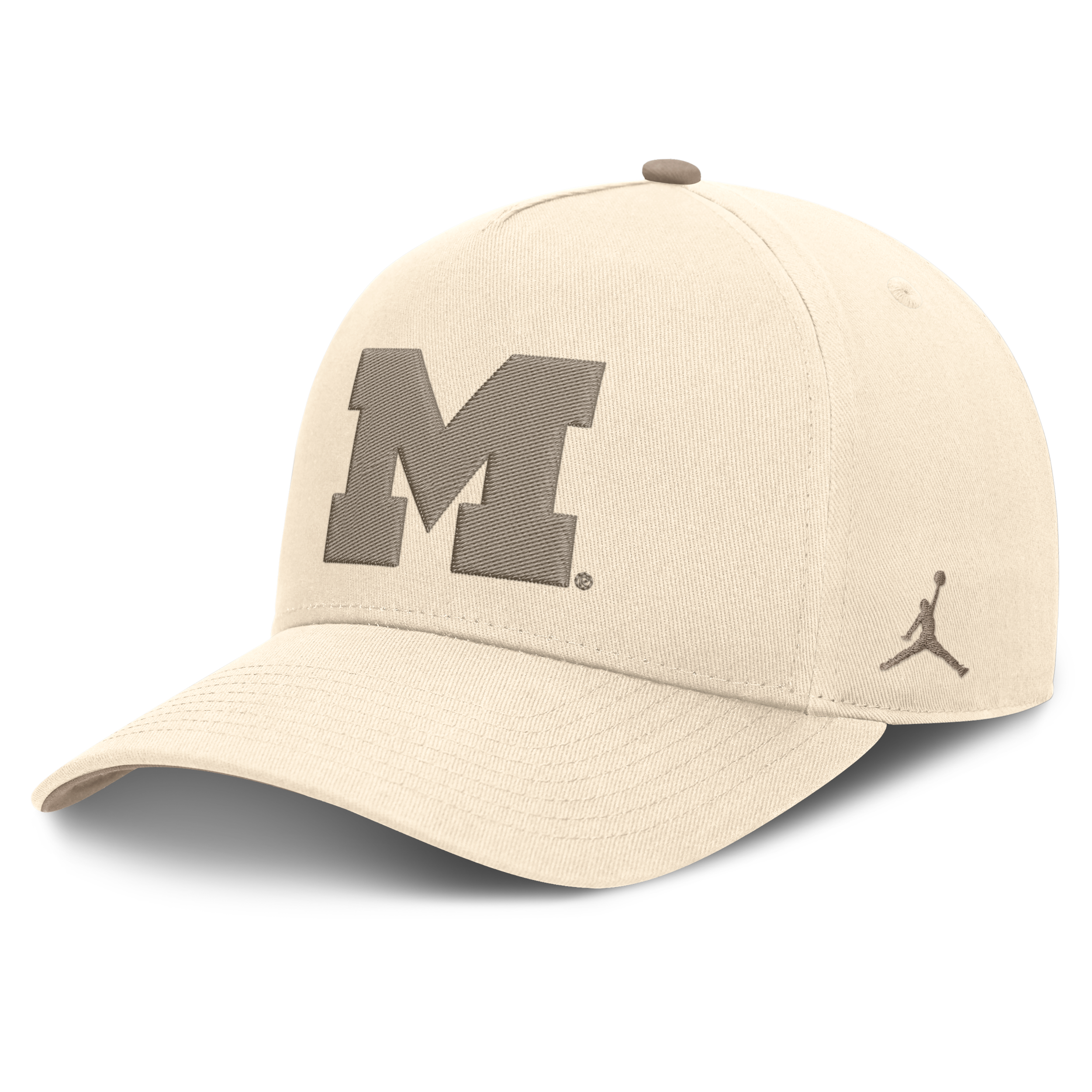 Men's Michigan Natural Rise Jordan Brand Dri-FIT College A-Frame Adjustable Hat in Brown | JCB20DTUMWN-M4T