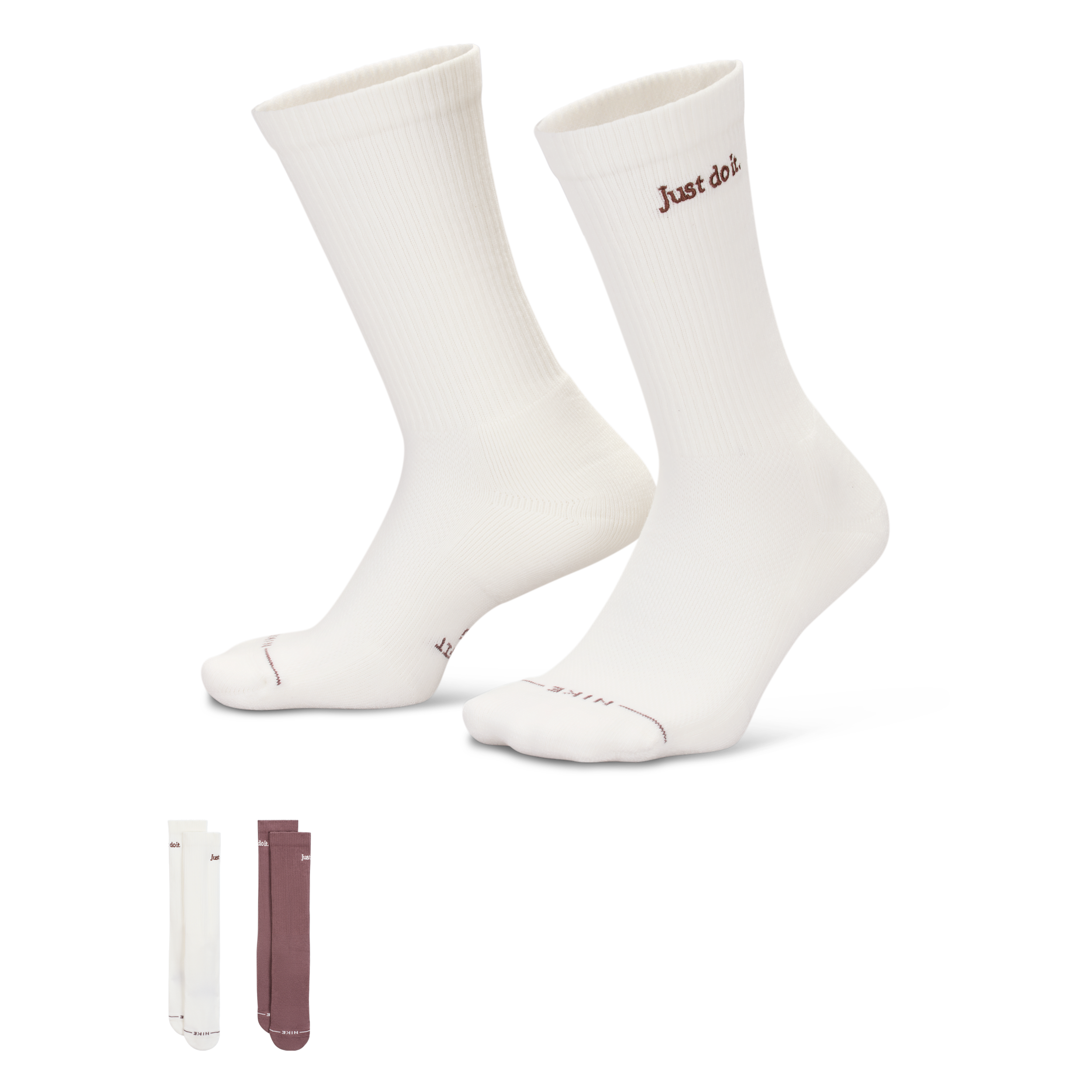 Nike Unisex Everyday Elevated Crew Socks (2 Pairs) in White | IH8594-902