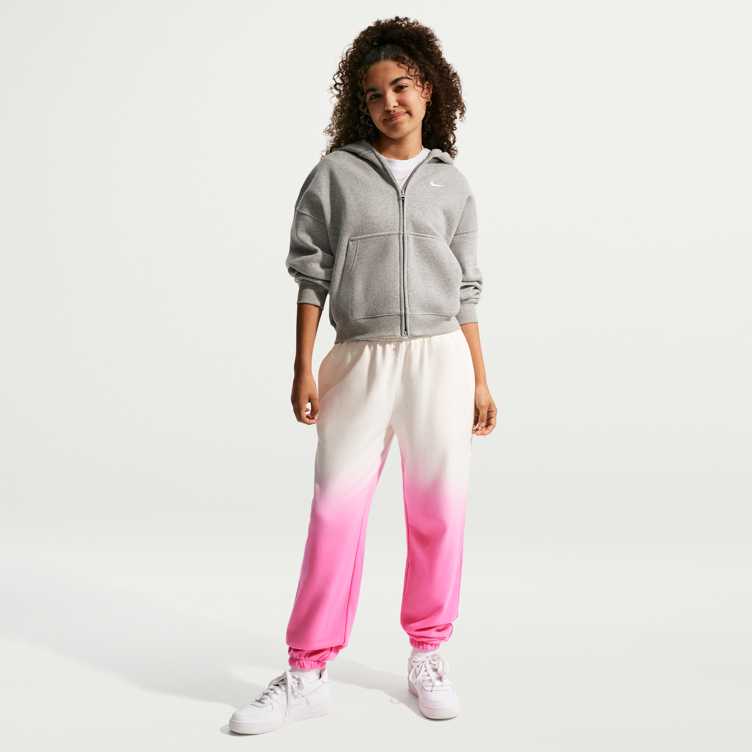 Nike Sportswear Studio Fleece Big Kids' (Girls') Loose Pants in White | IM4903-133