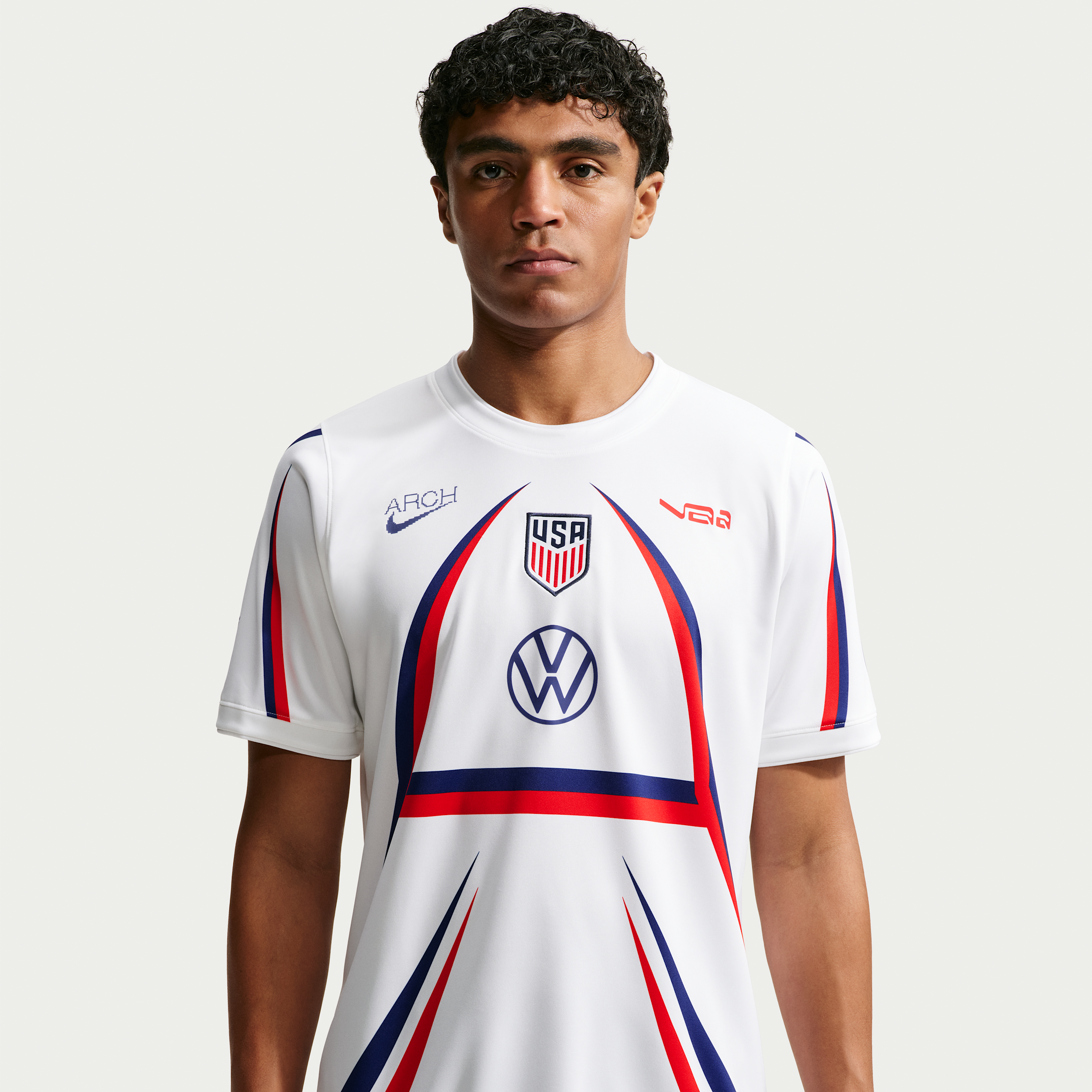 Nike Men's USA x V.A.A. Academy Pro Short-Sleeve Soccer Top in White | IH1696-100