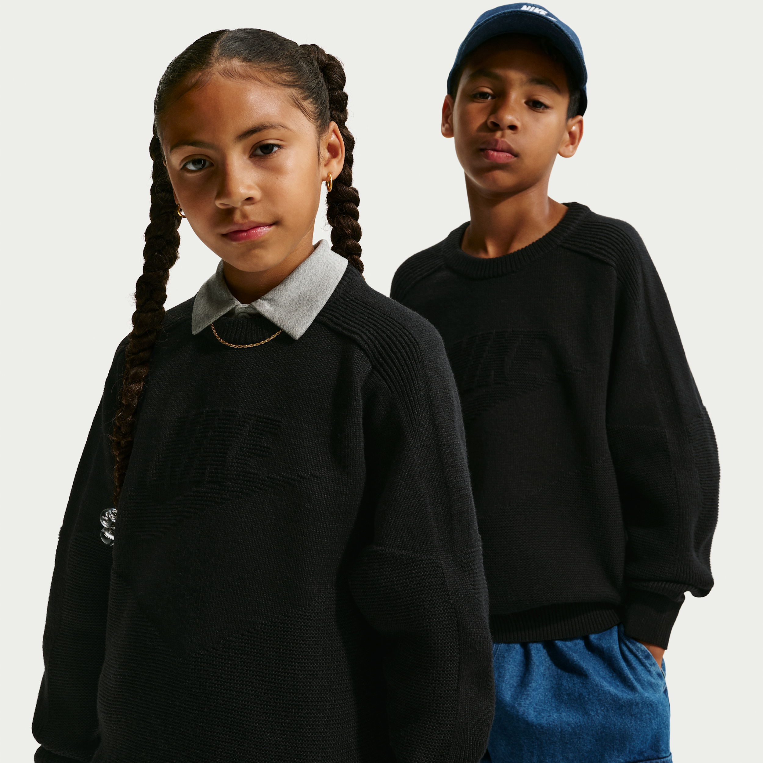Nike Sportswear Big Kids' Crew-Neck Sweater in Black | IO1703-010