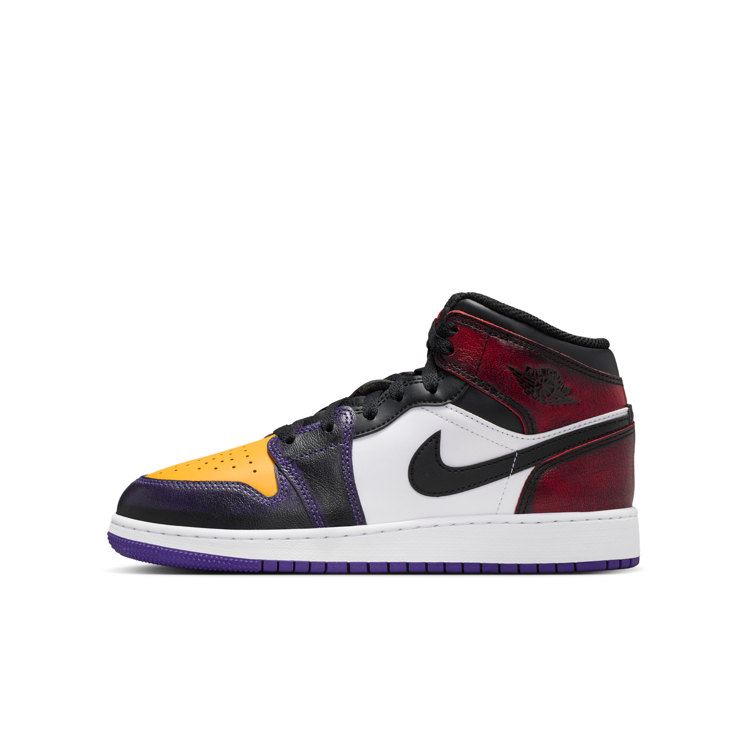 Boys Jordan 1 Mid SE NAJ9 - Boys' Grade School Shoes Black/True Red/White Size 04.0