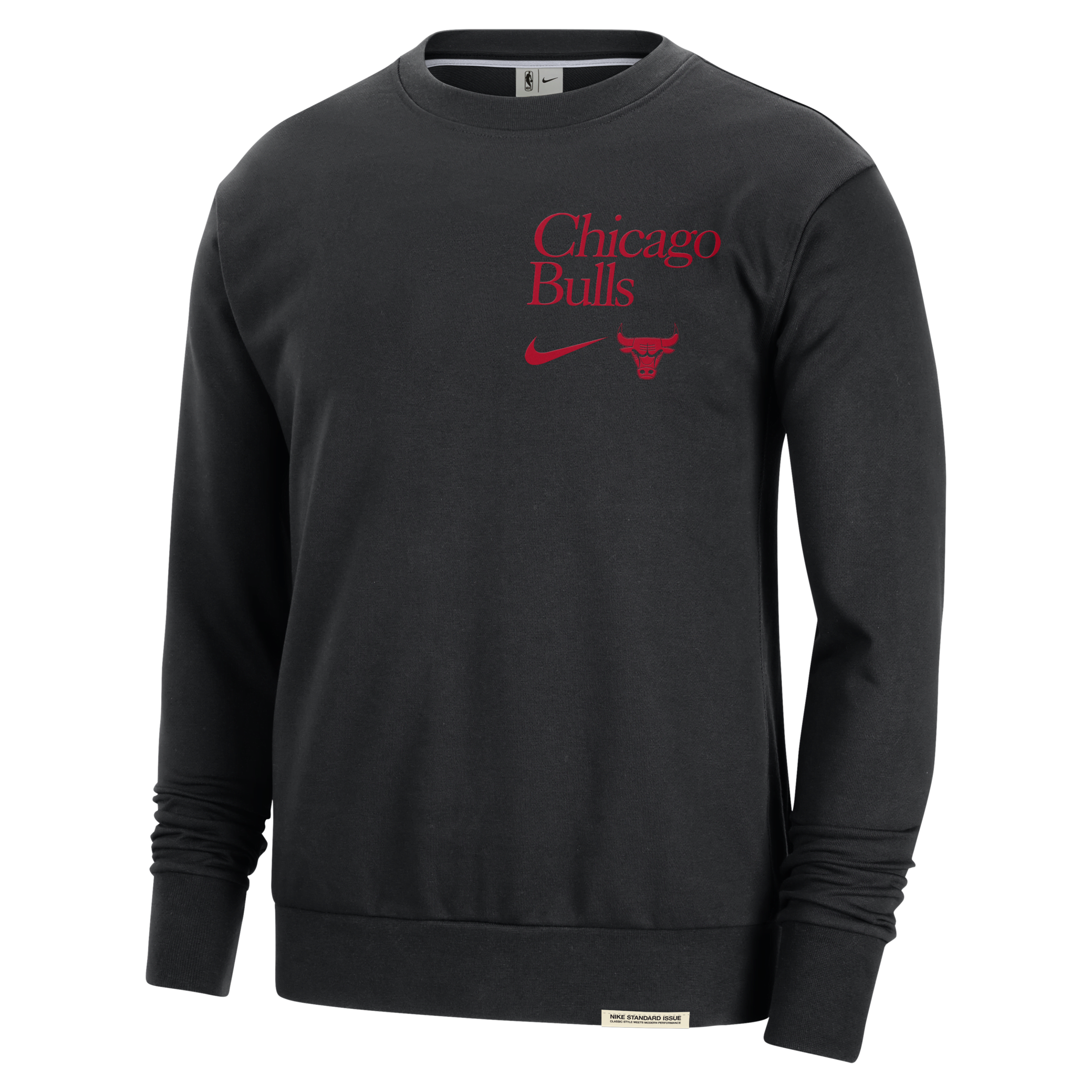 Nike Chicago Bulls Standard Issue  Men's Dri-fit Nba Crew-neck Sweatshirt In Black