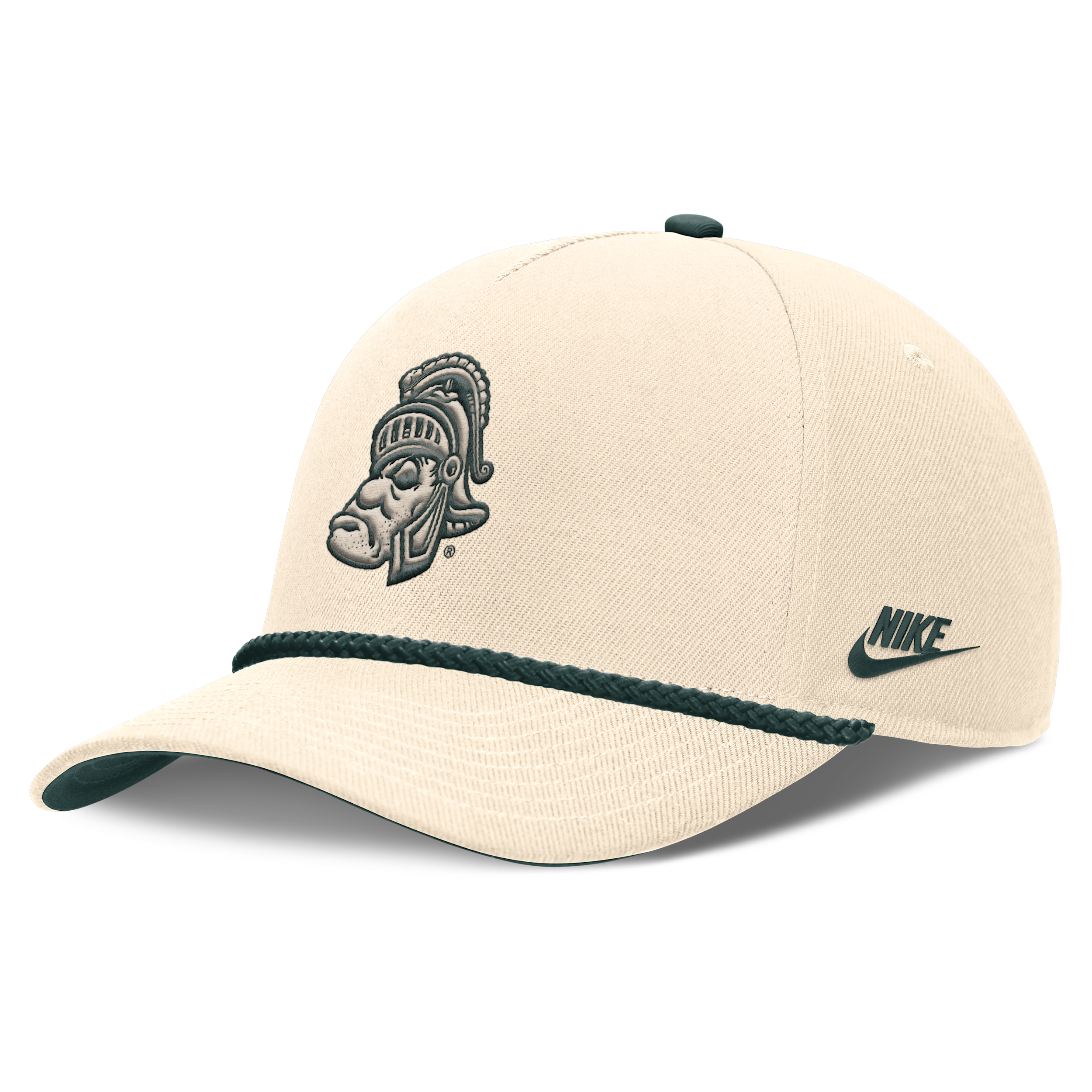 Men's and Women's Nike Natural Michigan State Spartans Legacy Vintage Rope Rise Adjustable Hat - Natural, Forest Green