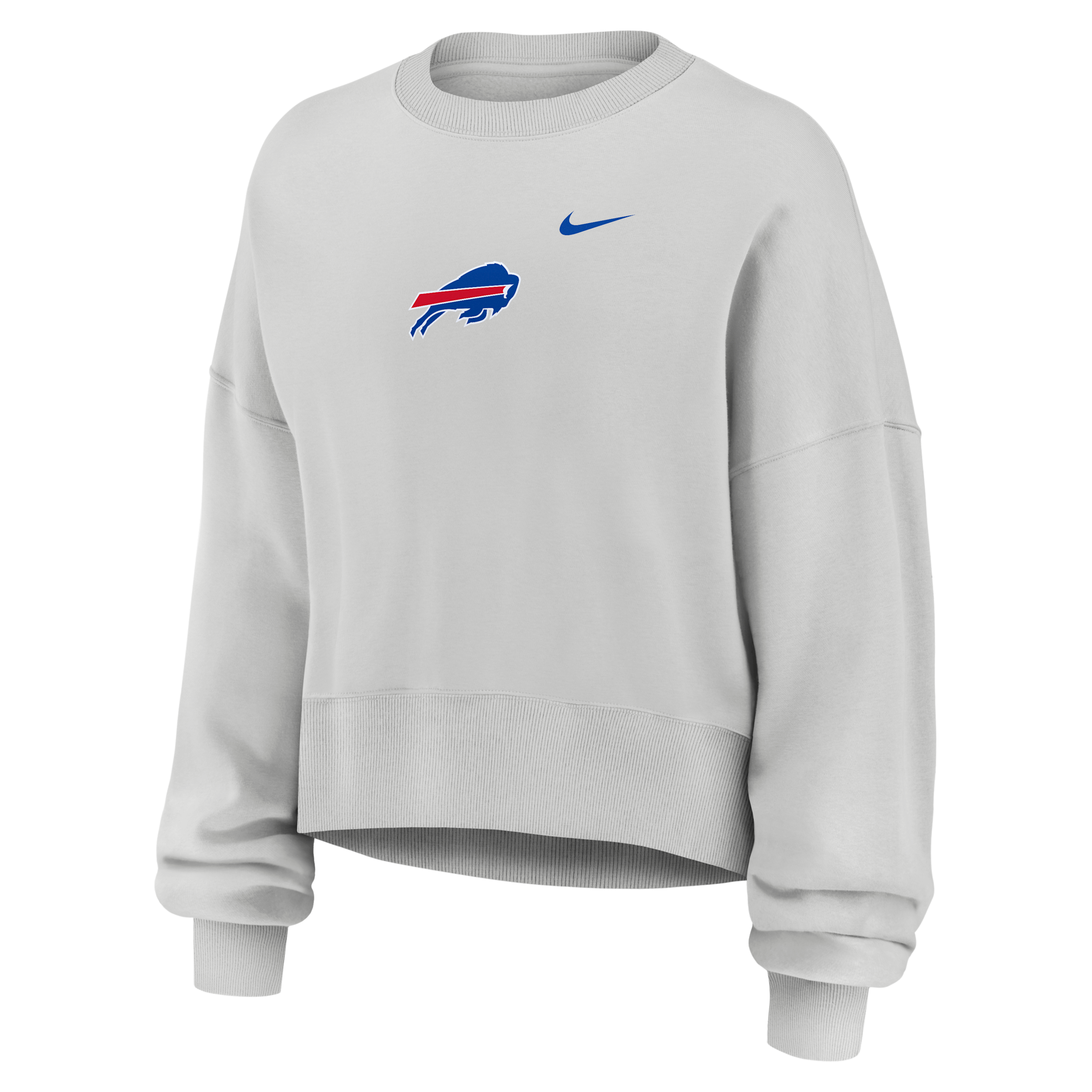 Buffalo Bills Primetime Phoenix Nike Women's NFL Oversized Pullover Crew in Grey | 01D70BB81-CSV