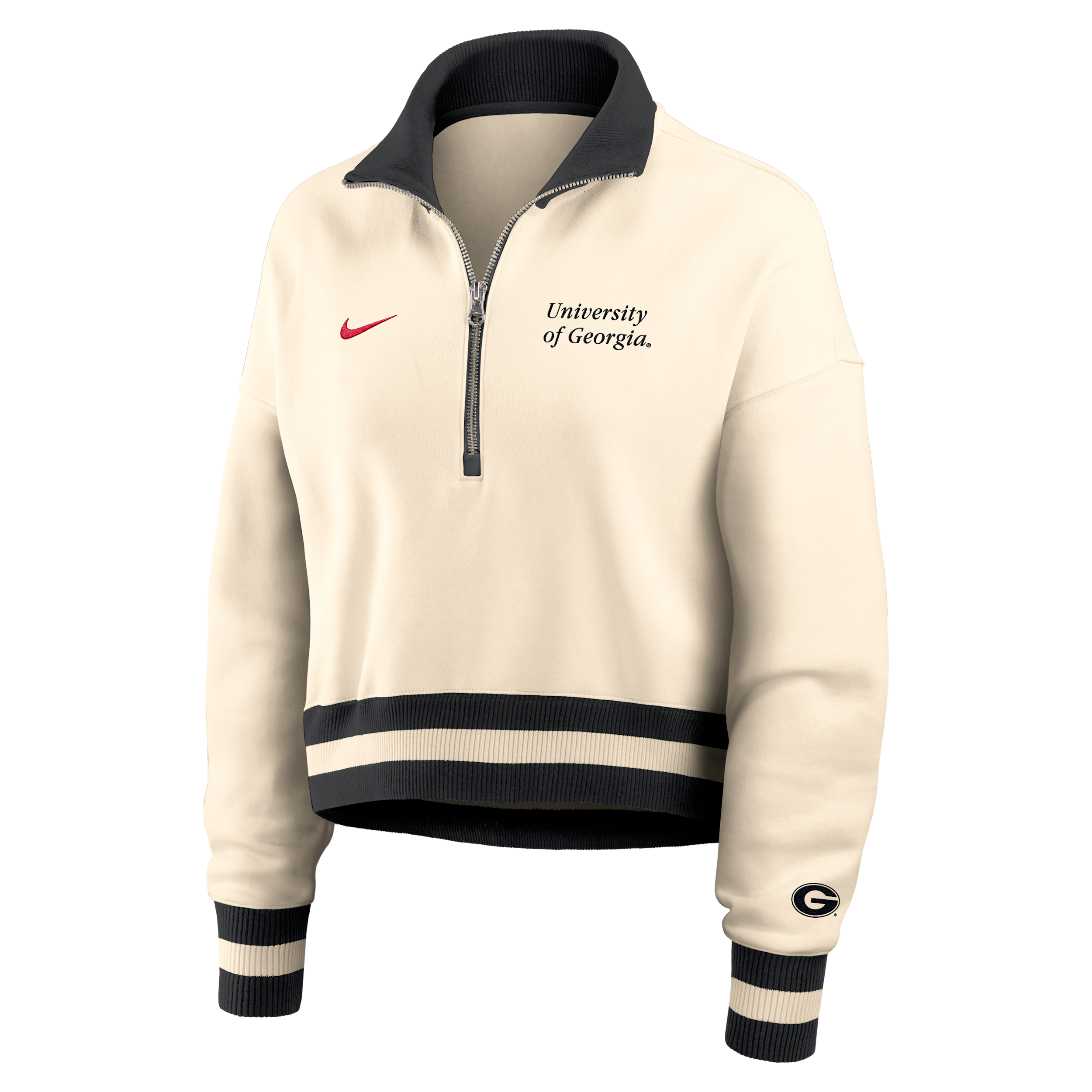 Nike Georgia Legacy Women's College Cropped 1/4-zip Crew In Neutral