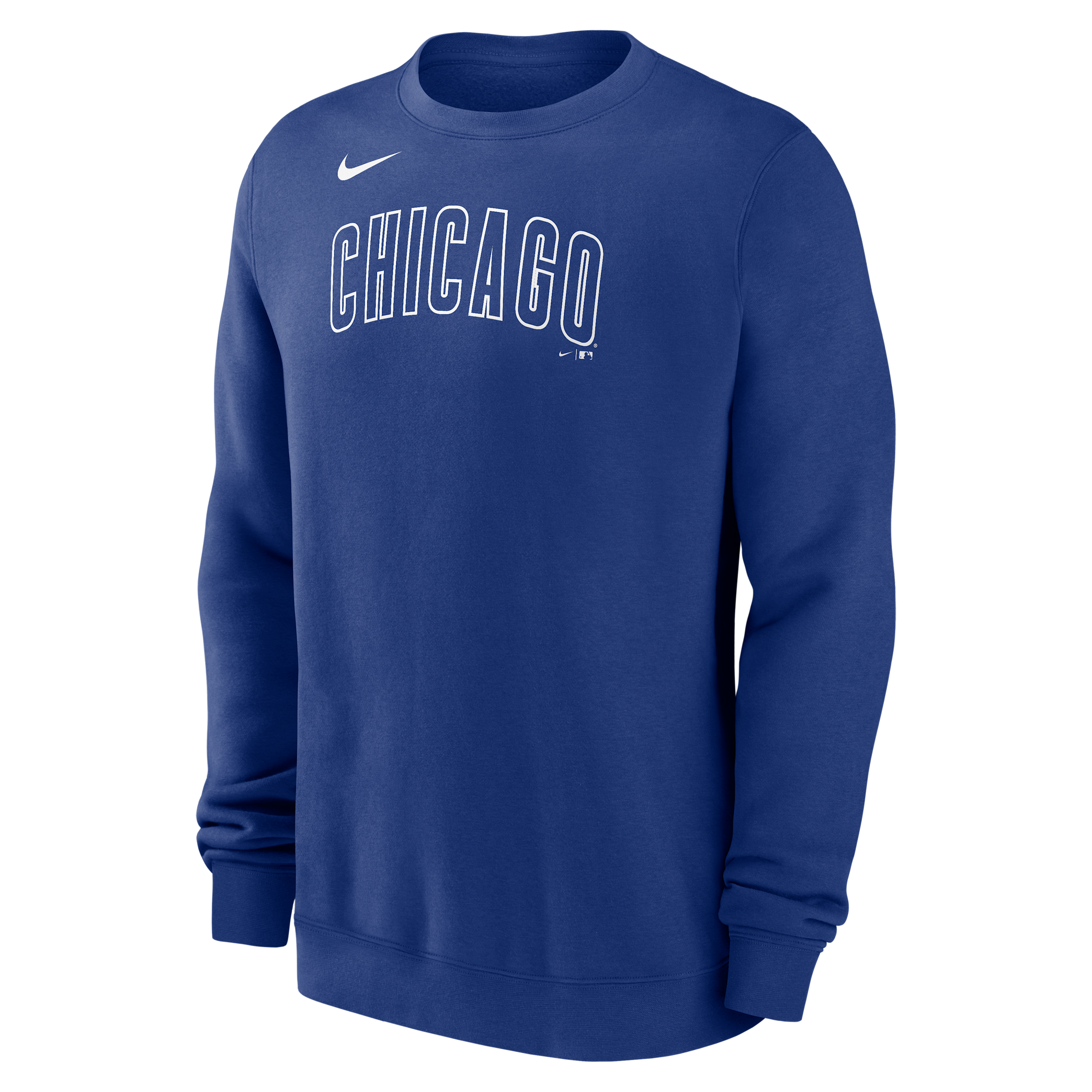Chicago Cubs Wordmark Nike Men's MLB Pullover Crew in Blue | NKPV4EWEJ-M4Z