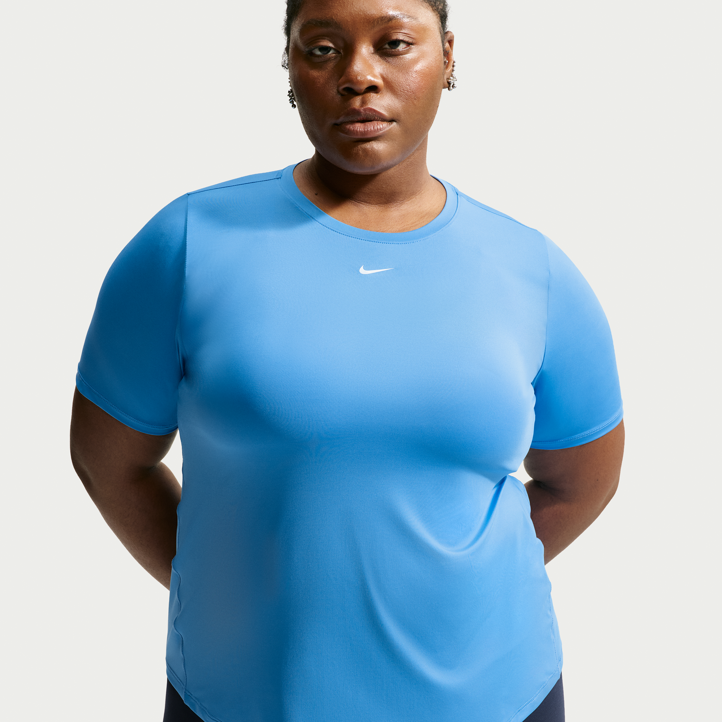 Nike Women's One Classic Dri-FIT Short-Sleeve Top (Plus Size) in Blue | FN2800-414