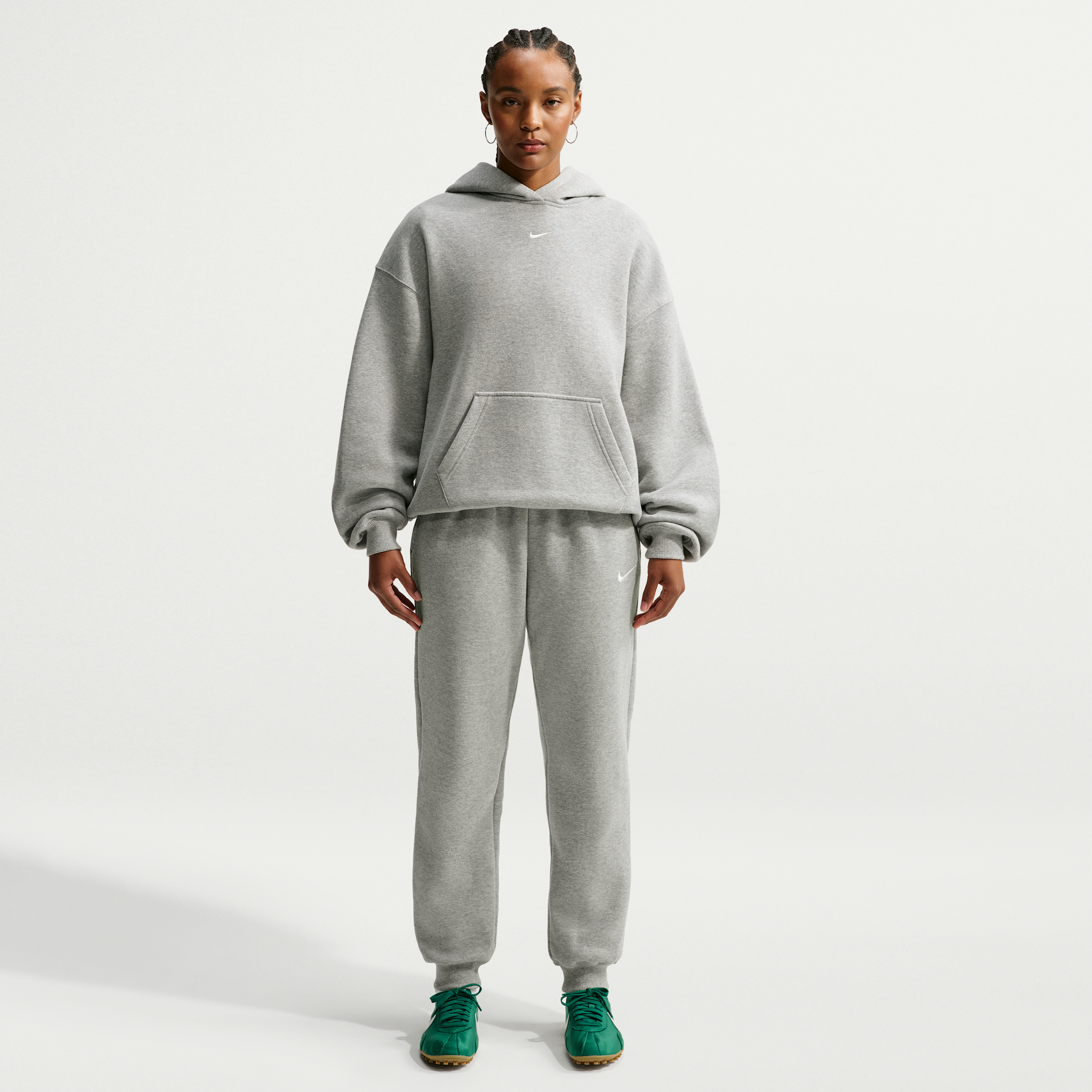 Nike Studio Fleece Medium Weight Women's Mid-Rise Joggers - Dark Heather Gray/sail