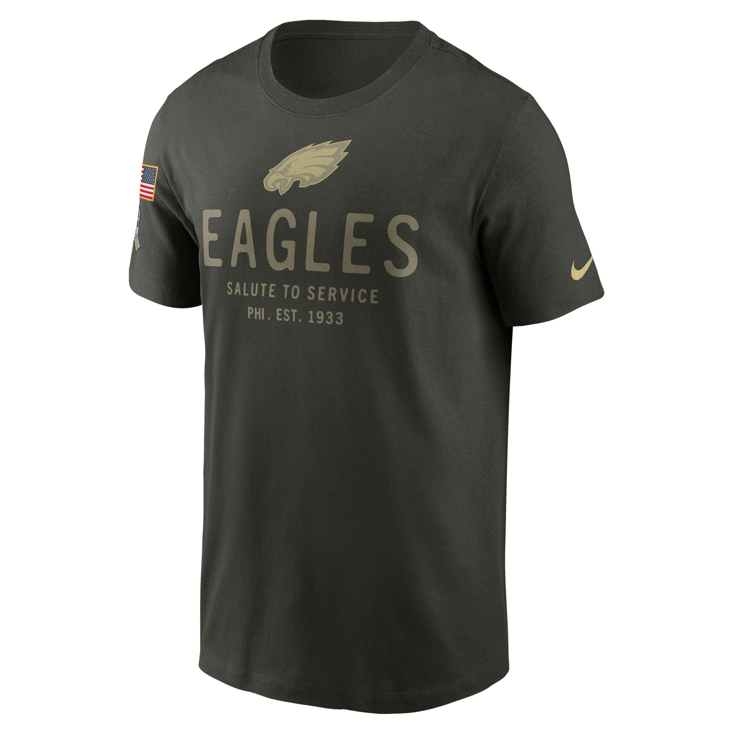 Nike Philadelphia Eagles Salute To Service Sideline Primary Edge  Men's Dri-fit Nfl T-shirt In Green
