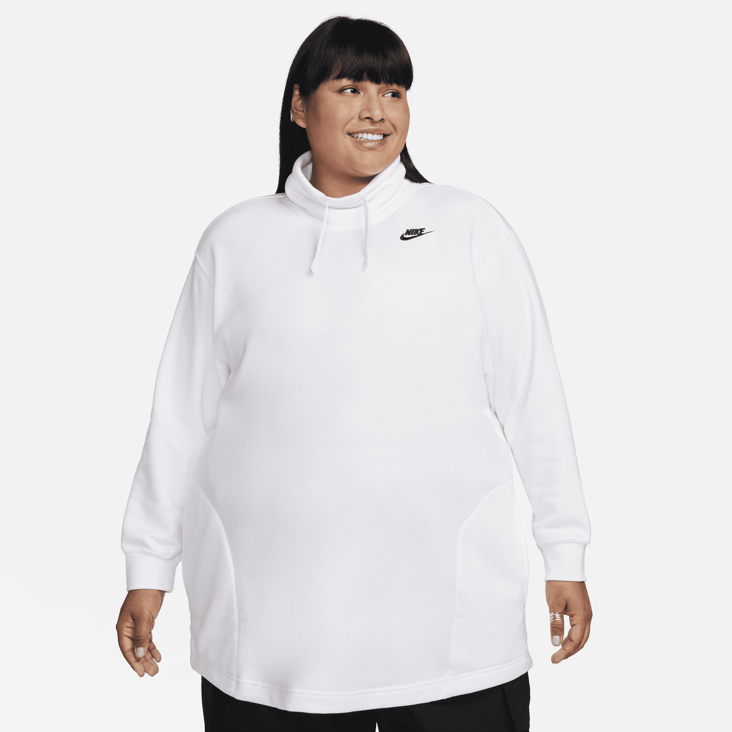 Nike Women's  Sportswear Club Fleece Oversized Mock-neck Sweatshirt (plus Size) In White