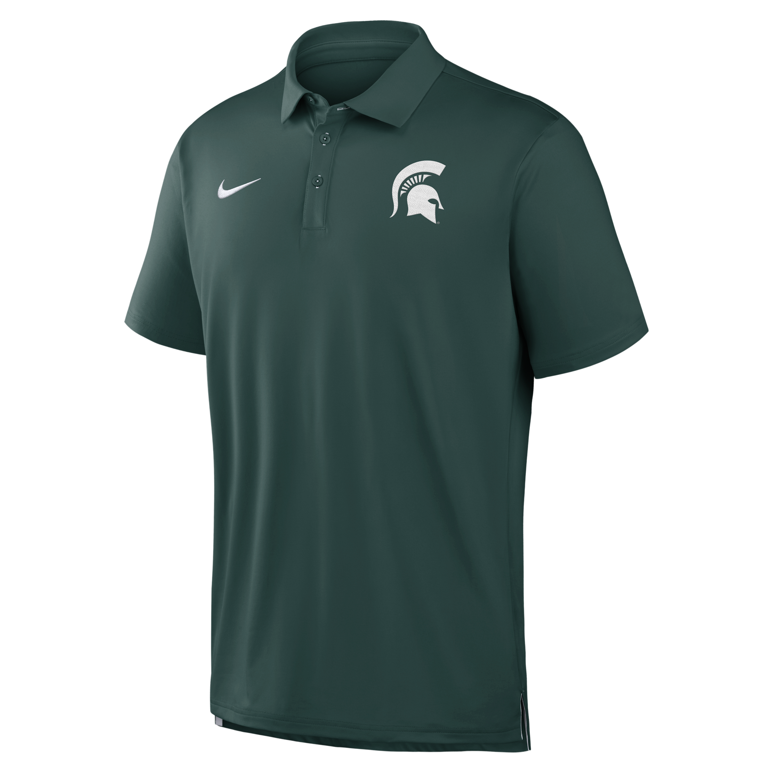 Nike Men's Michigan State Spartans 2026 Sideline Tour Droptail Hem Side Vents Polo Shirt - Green