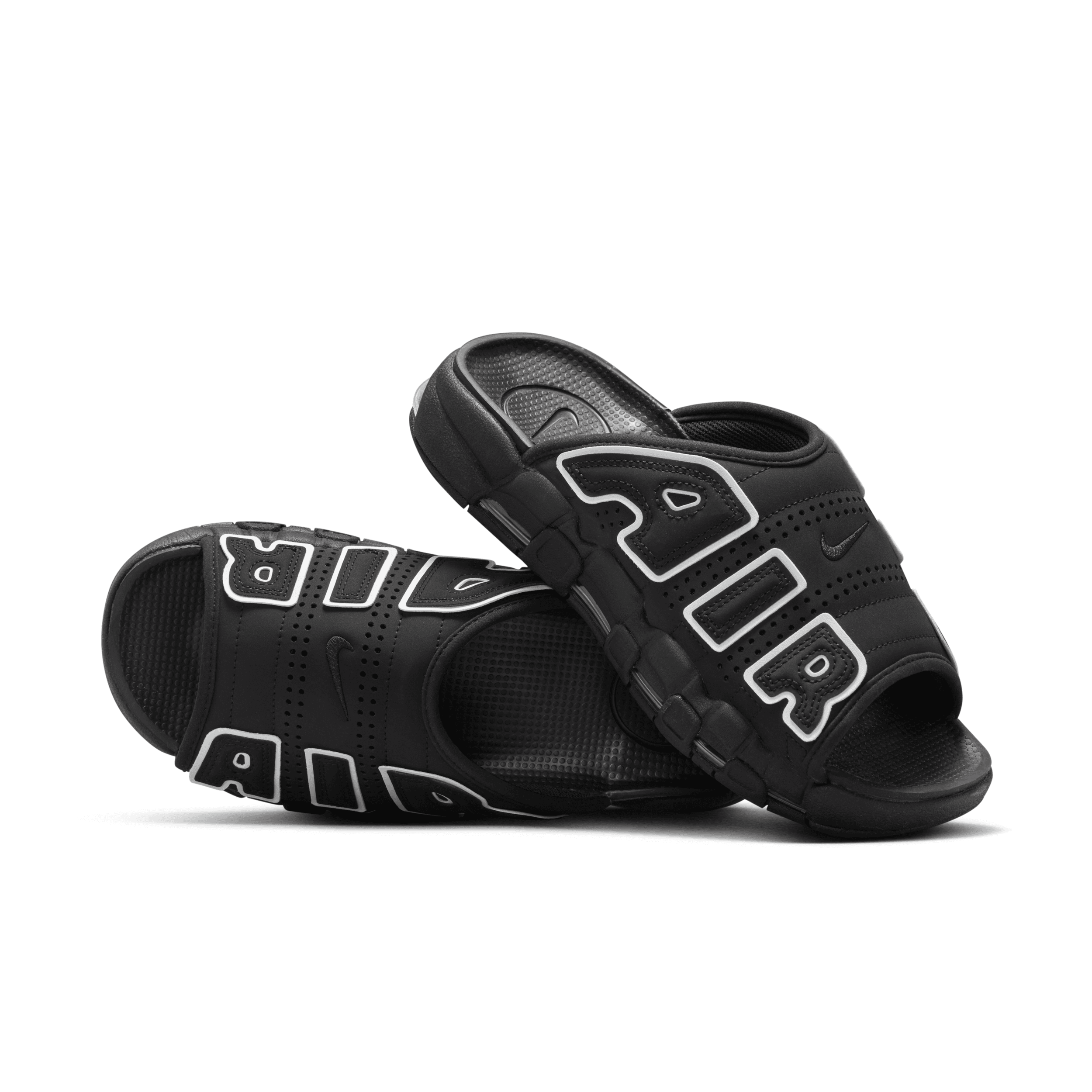 Nike Air More Uptempo Slide Og "black/white" Slides In Black