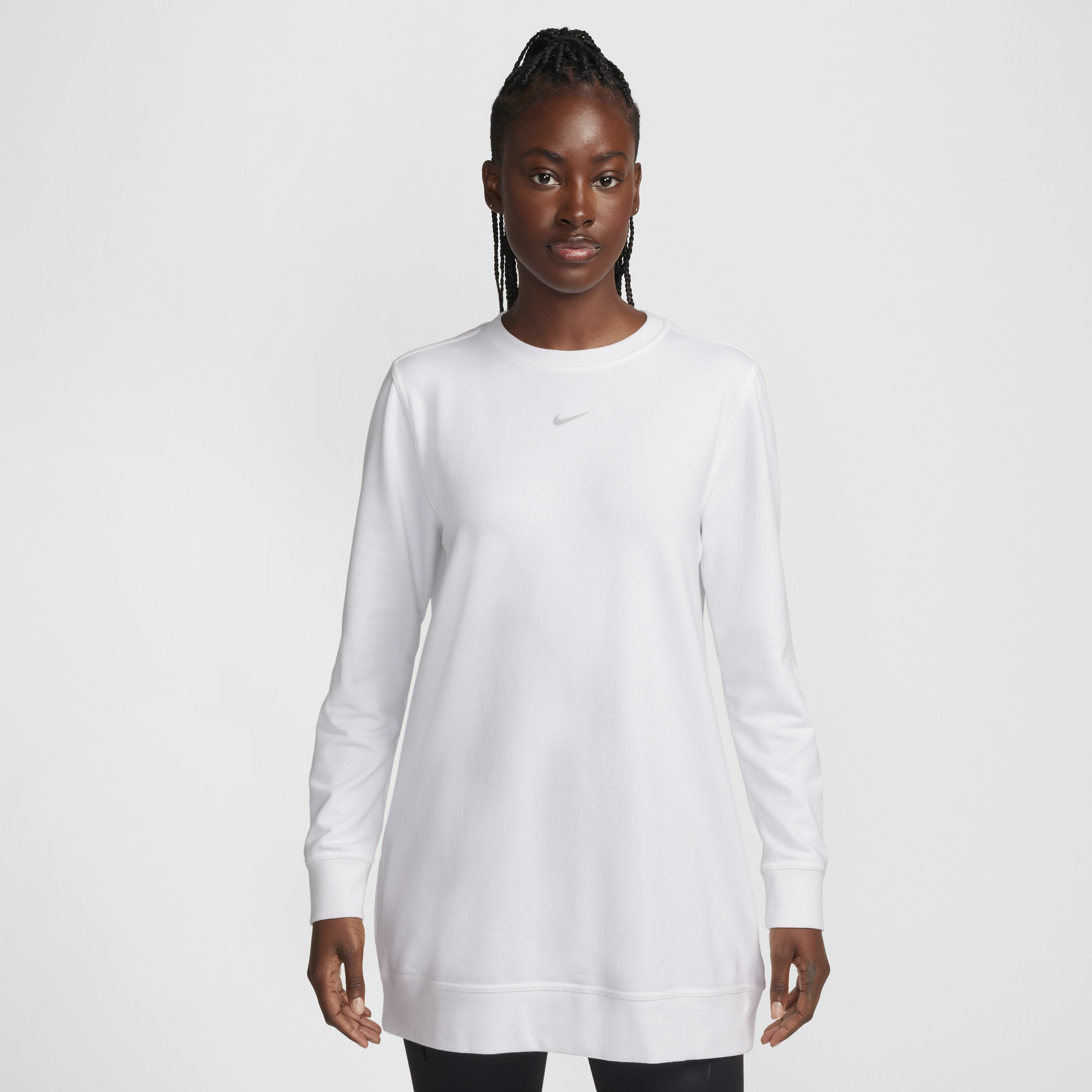 Nike Women's Dri-fit One Crew-neck French Terry Tunic In White