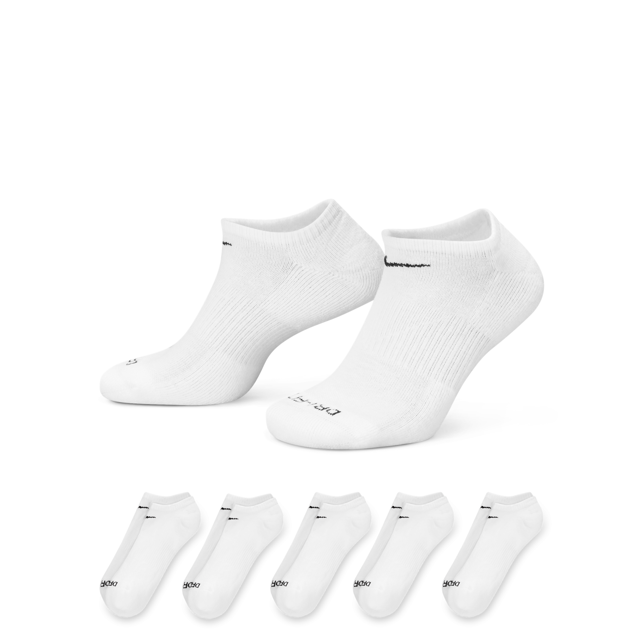 Nike Men's Everyday Plus Cushioned Training No-Show Socks (6 Pairs) in White, Size: Small | SX6898-100
